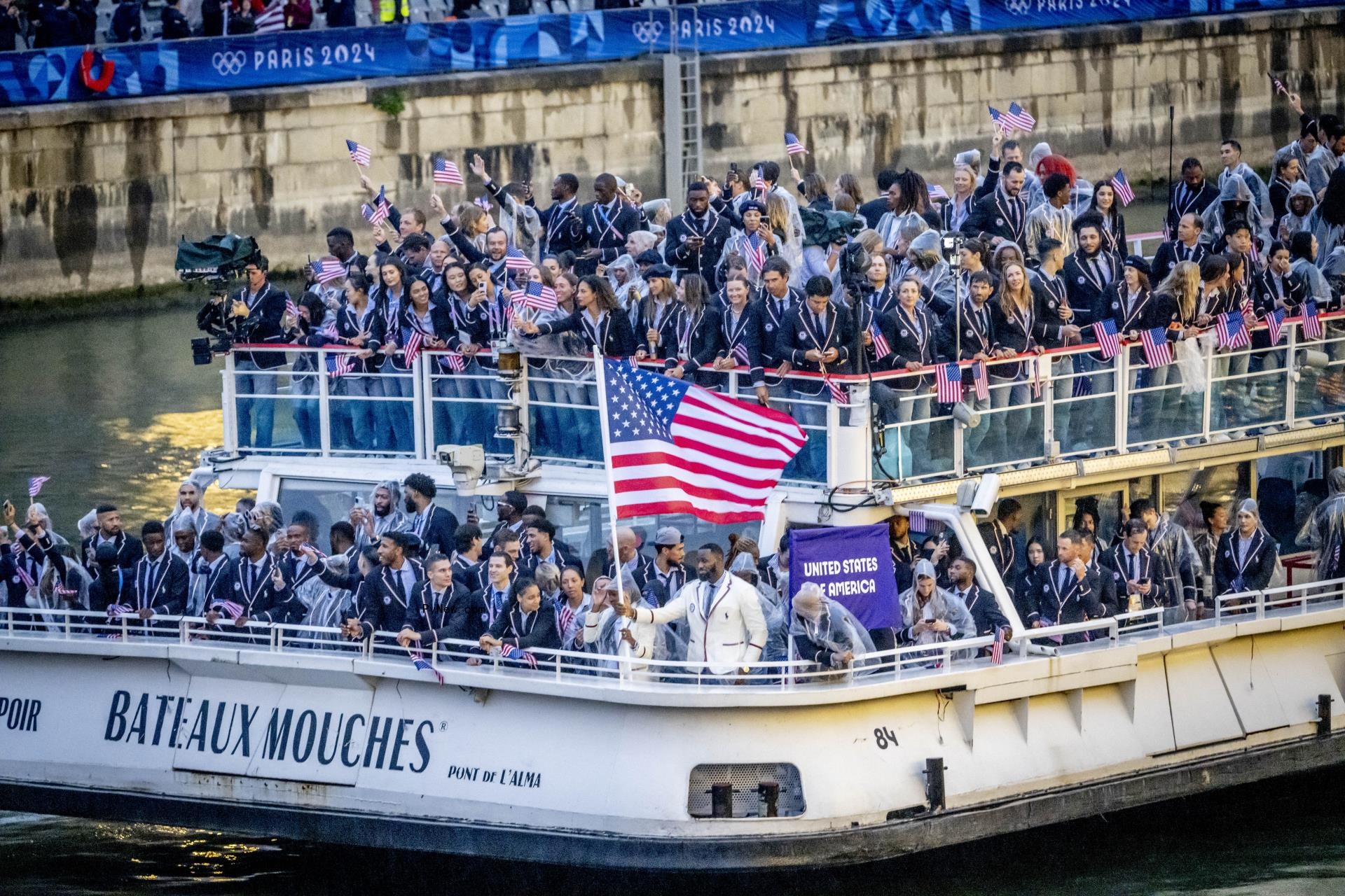Team USA on a boat in the Seine in Paris.