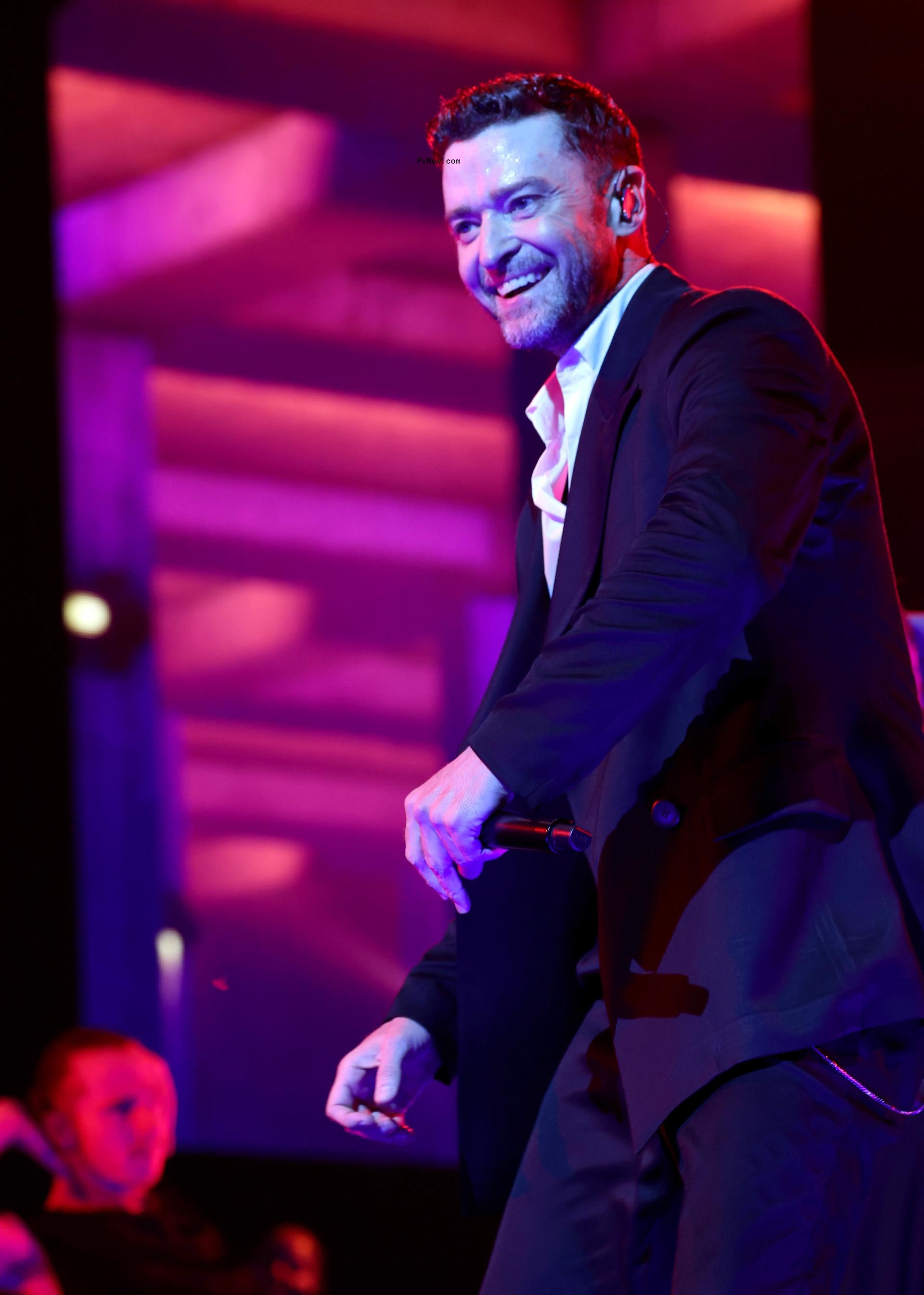 Justin Timberlake performing on stage on June 25, 2024.
