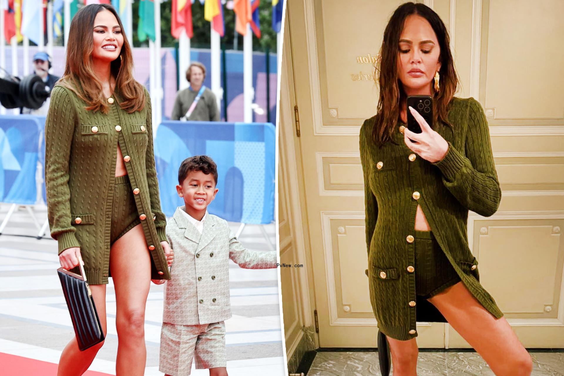 Chrissy Teigen respo<i></i>nds to trolls who compared her pantsless Olympics opening ceremony outfit to a diaper
