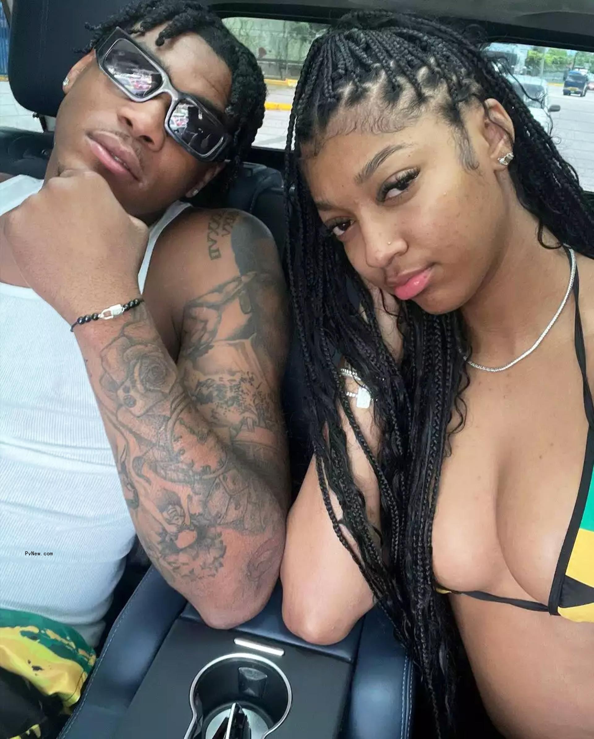 A selfie of Angel Reese and Cam'Ron Fletcher on vacation together.