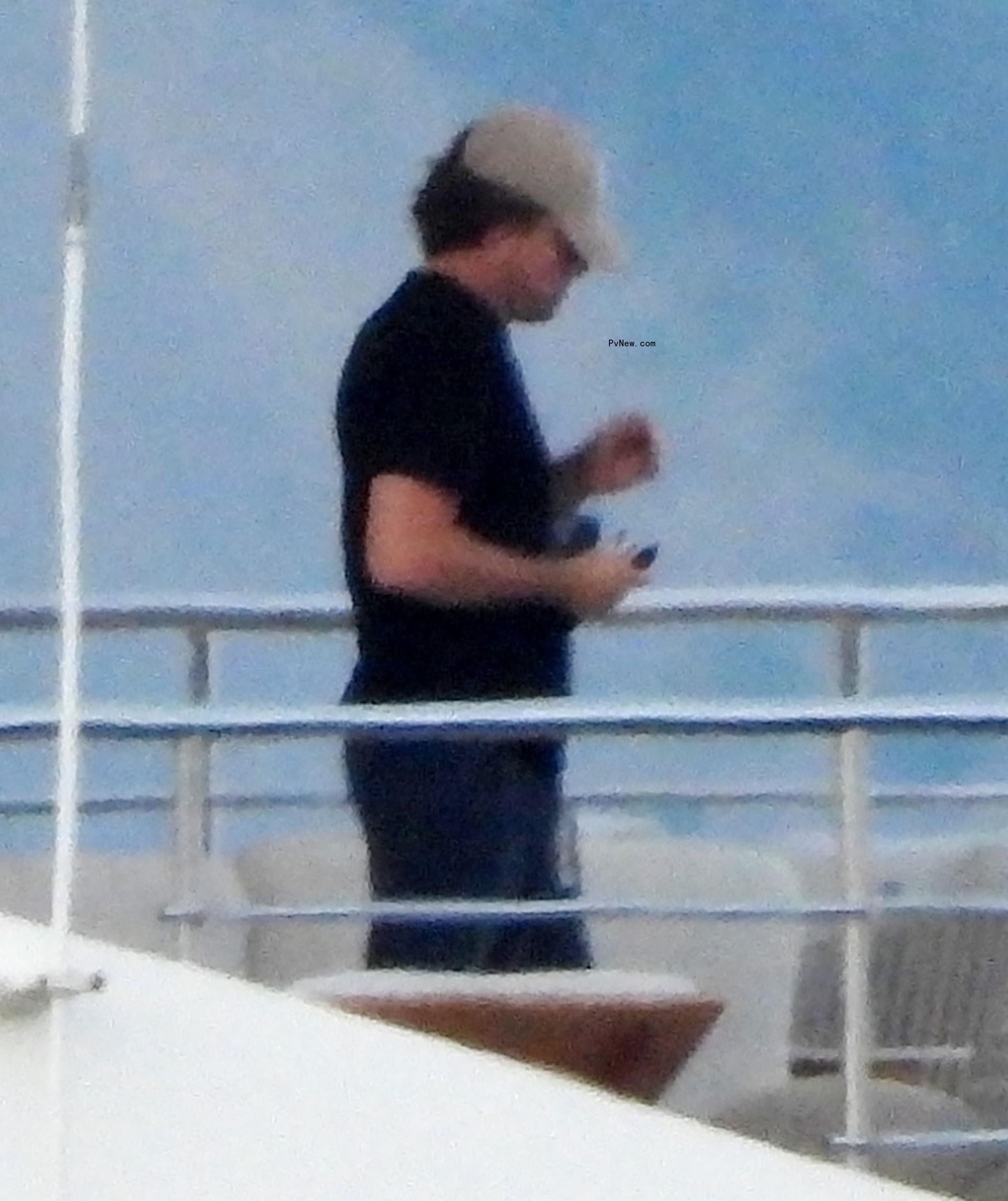 Leo<i></i>nardo DiCaprio on a yacht in Portofino, Italy on July 30, 2024.