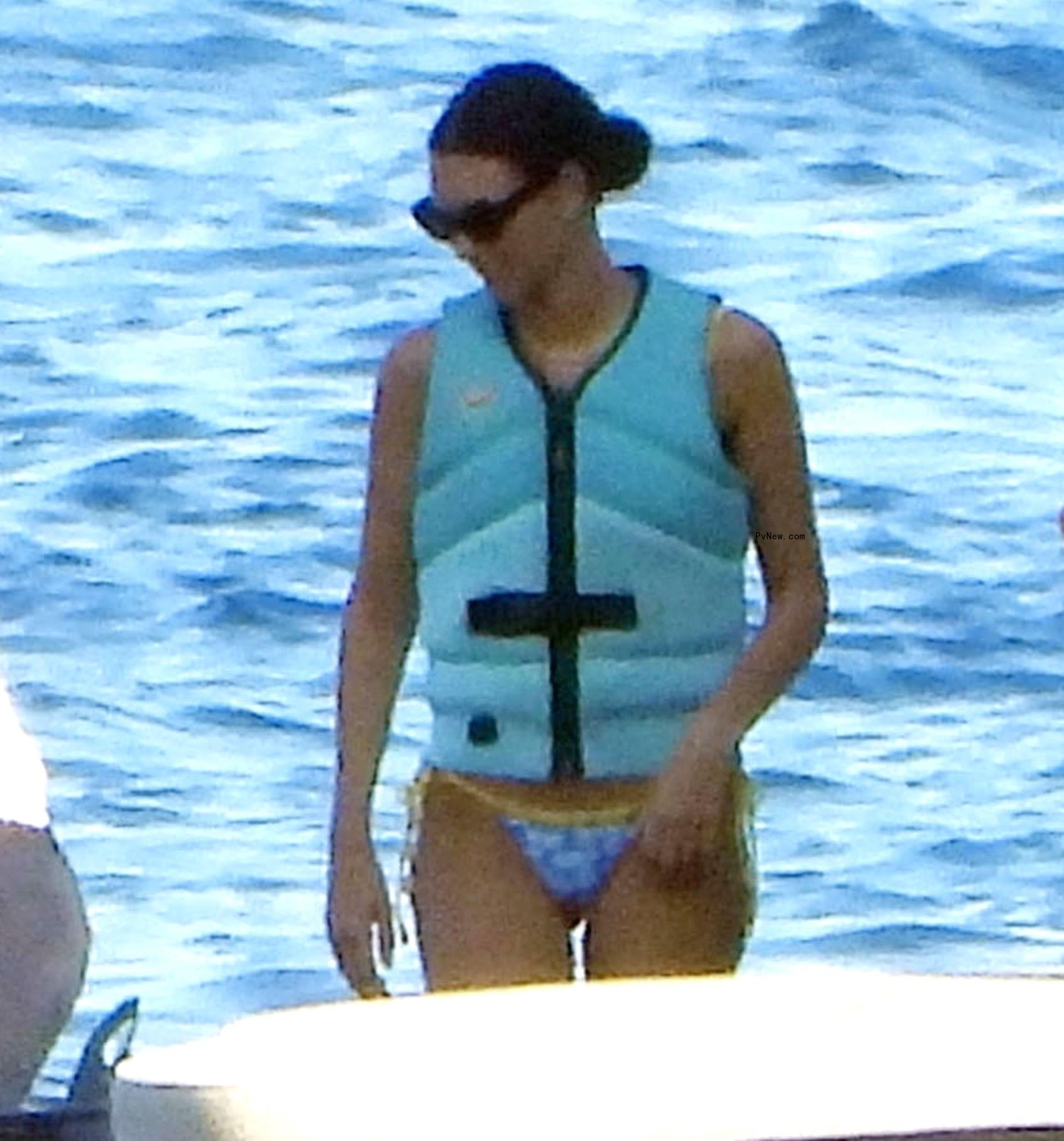 Vittoria Ceretti on a yacht in Portofino, Italy on July 30, 2024.