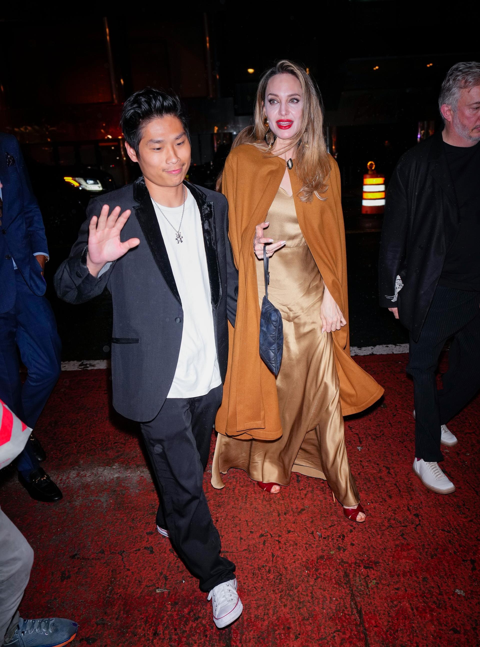Angelina Jolie and son Pax in New York in April 2024.