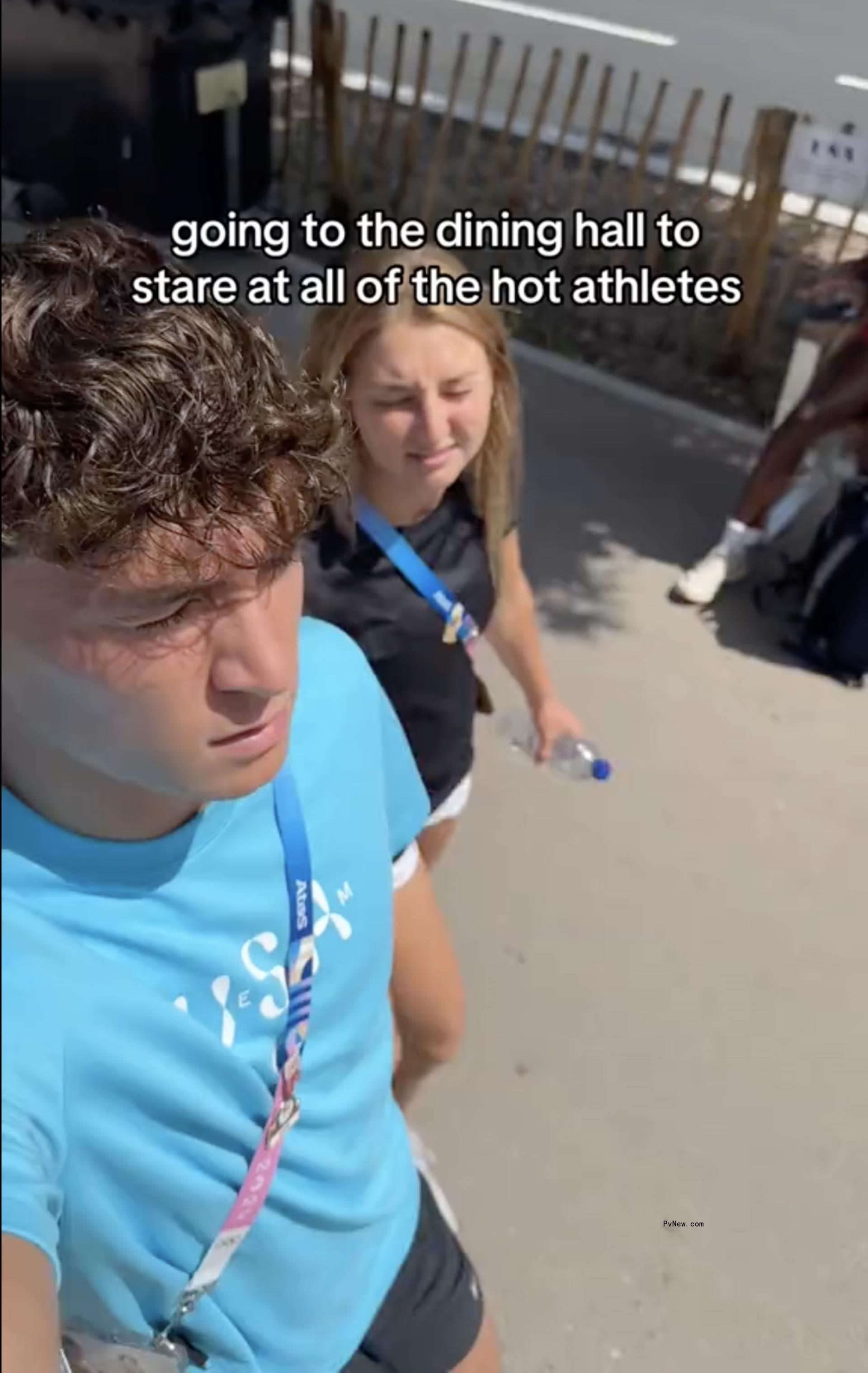 Tyler Downs' walking with a friend.