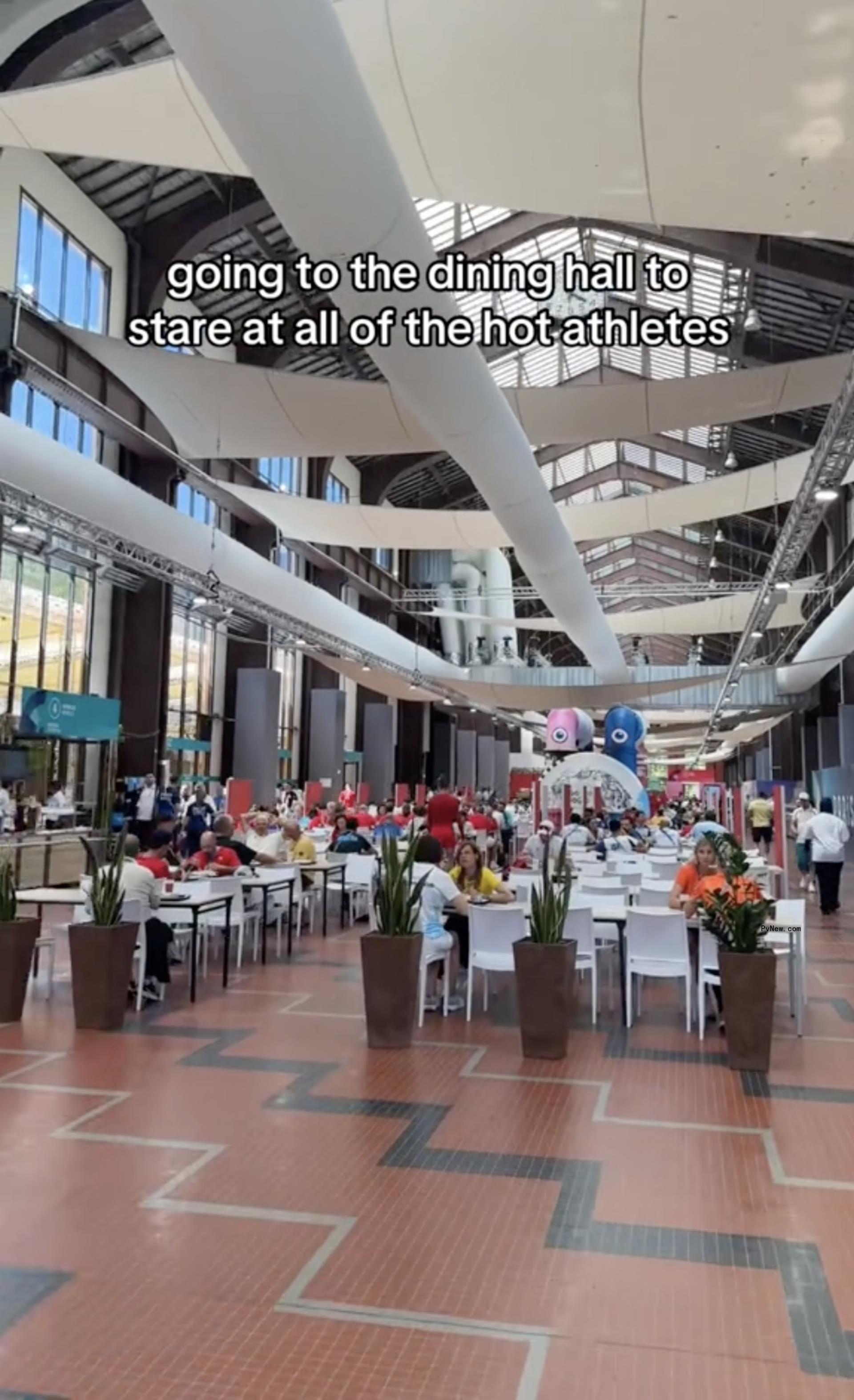 The dining hall at the Paris Olympics.