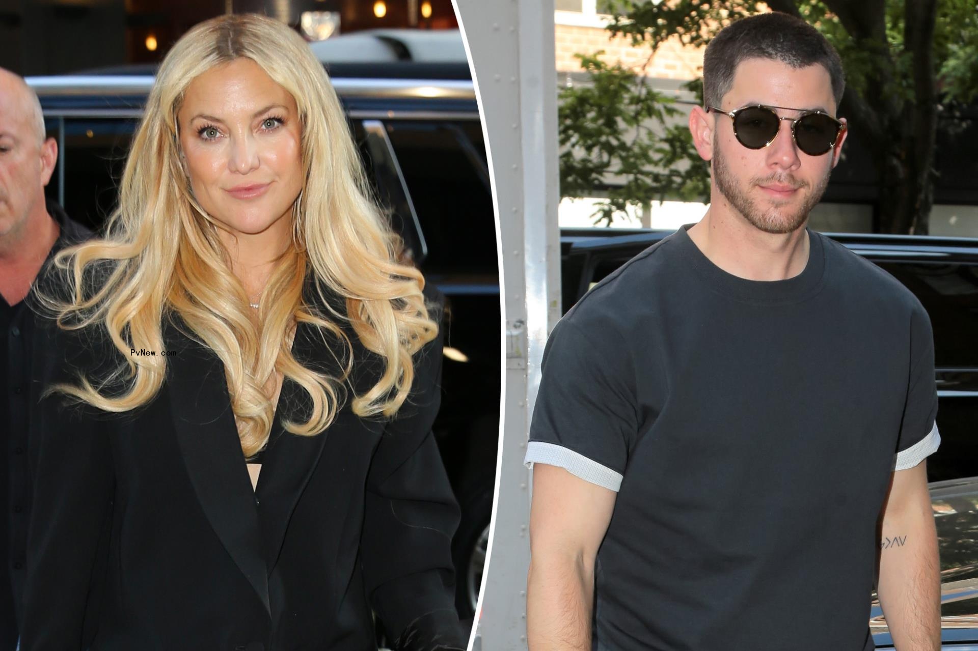 Kate Hudson split image with Nick Jonas.