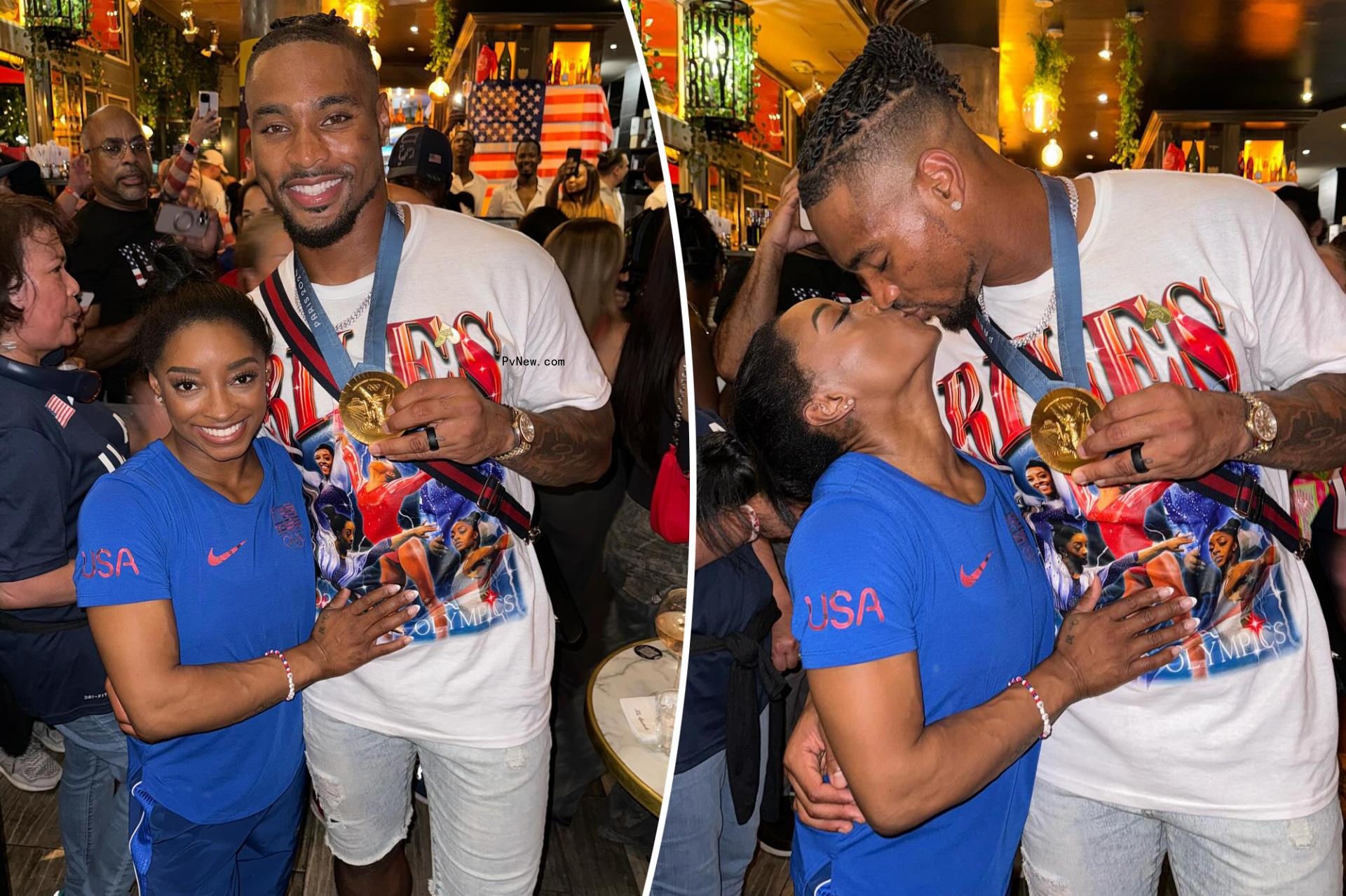 Simone Biles’ husband, Jo<i></i>nathan Owens, trolled for wearing Olympian’s gold medal: ‘Not yours’