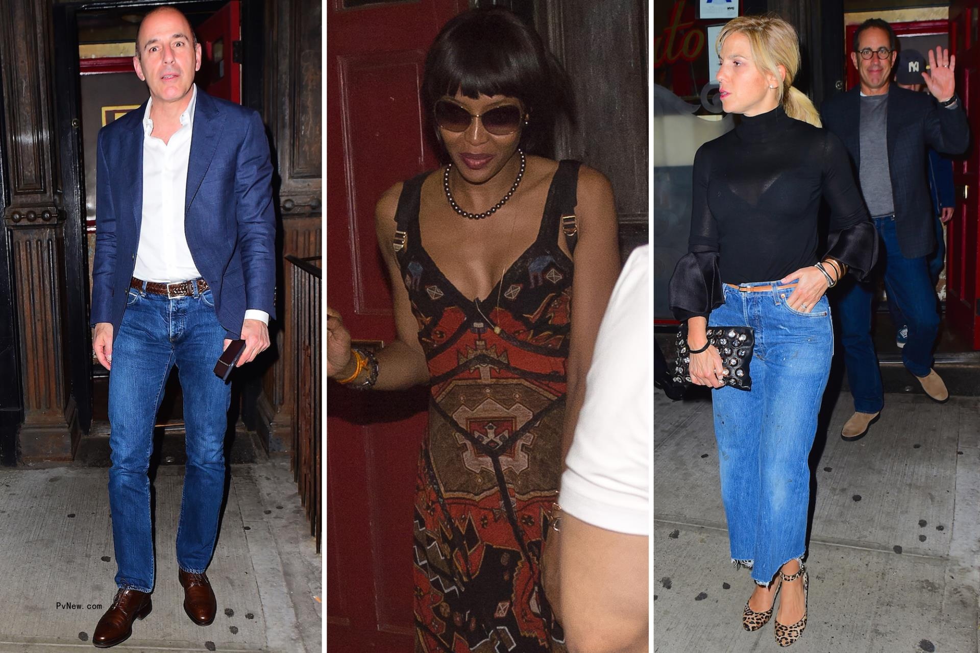 Matt Lauer, Naomi Campbell and Jerry and Jessica Seinfeld at Emilio's Ballato