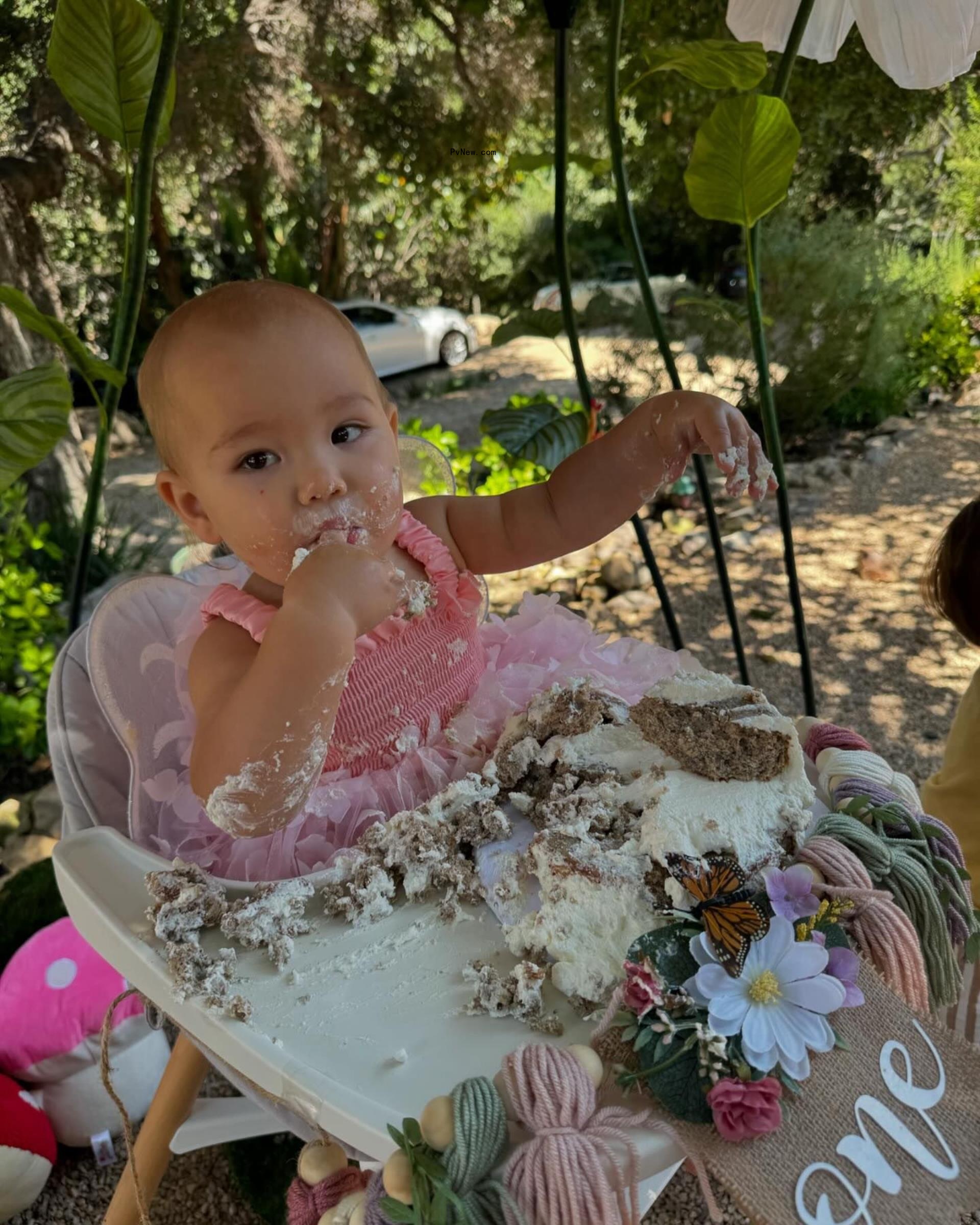 Ho<i></i>ney ate cake at her birthday party in a photo shared via Instagram Tuesday.