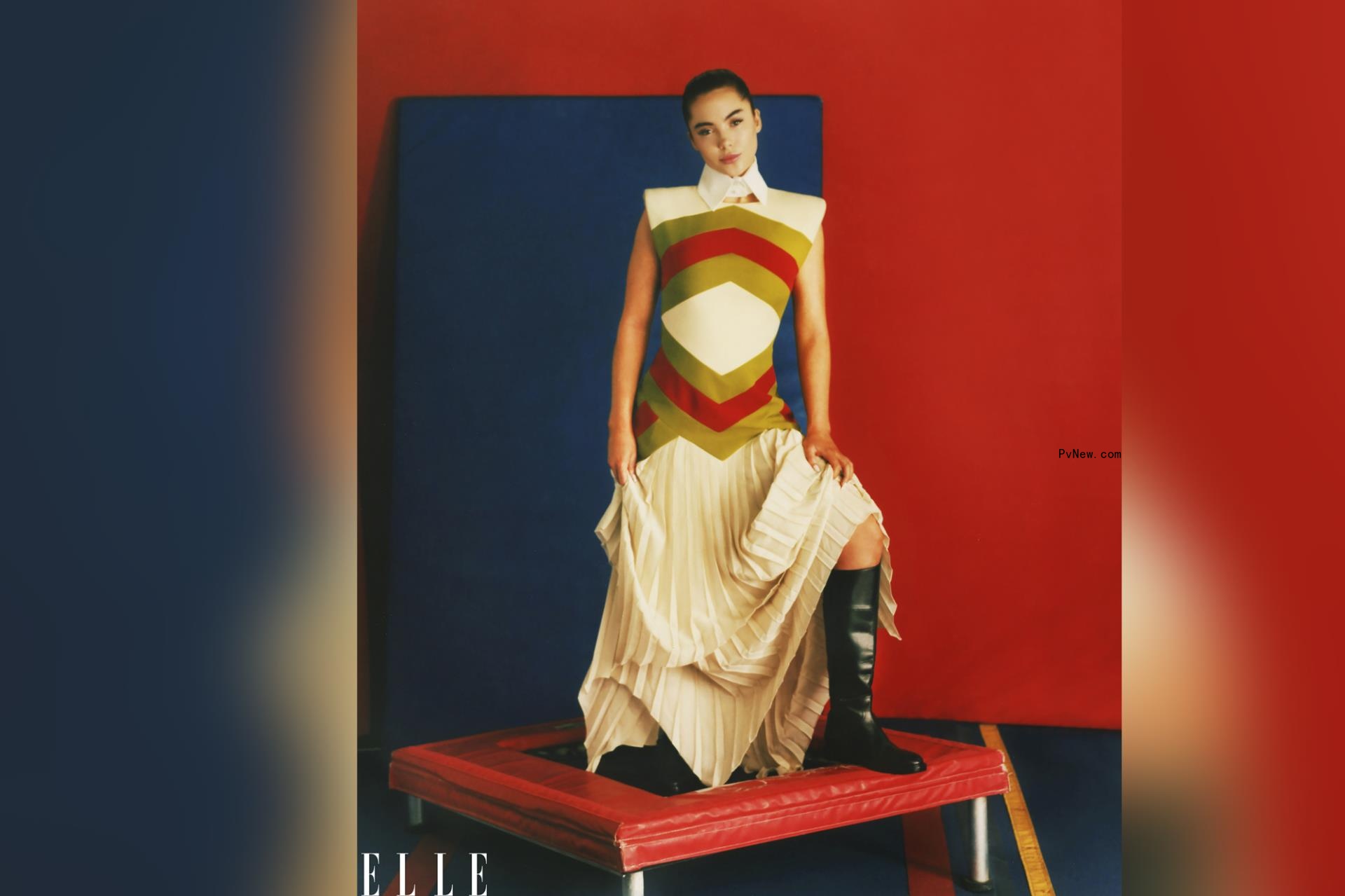 McKayla Maro<i></i>ney poses in a dress for Elle.