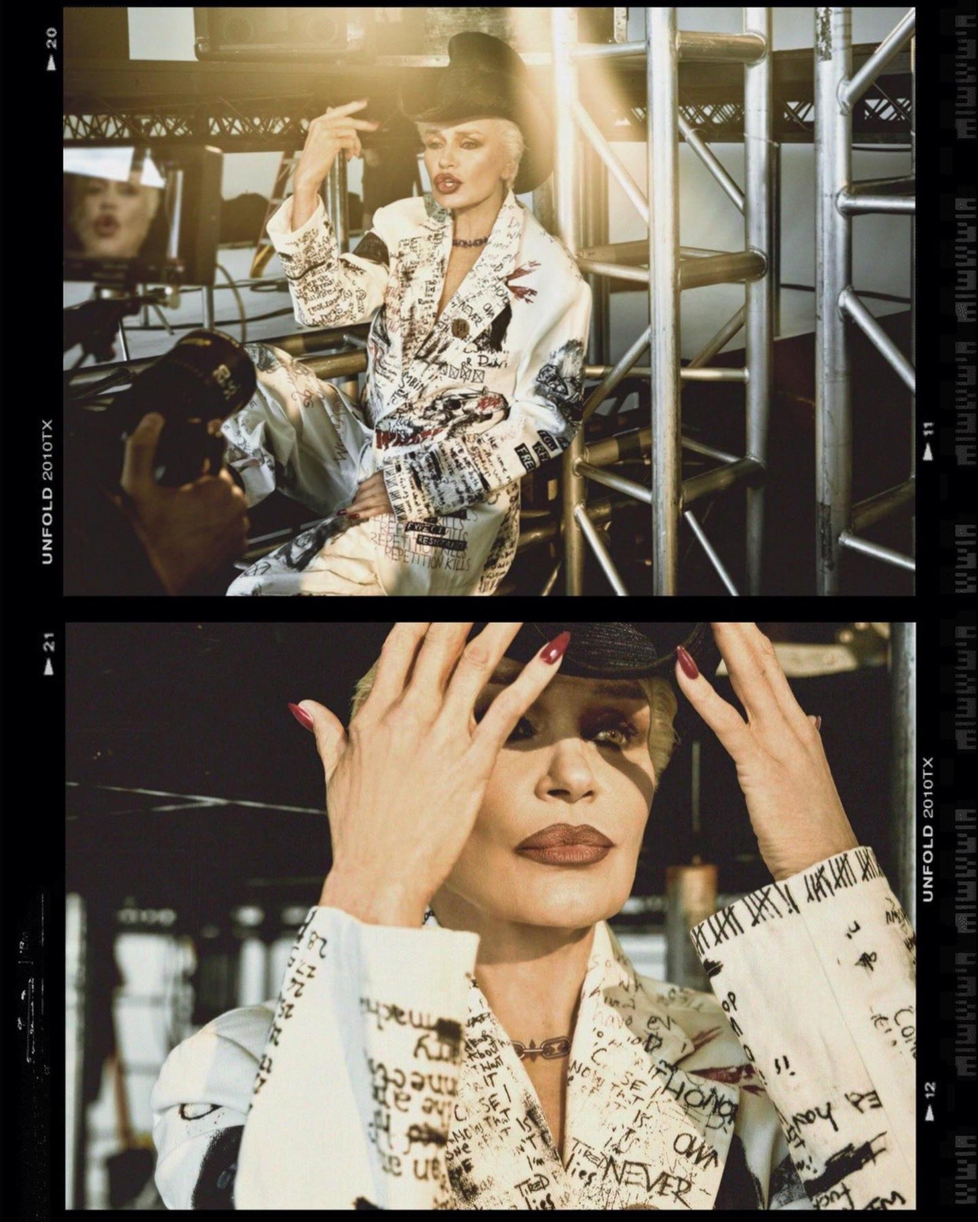 Yolanda Hadid models for Sorbet magazine's rock inspired photo shoot