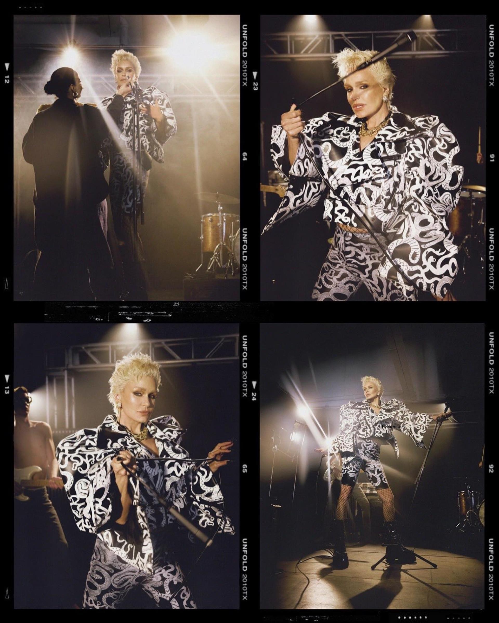 Yolanda Hadid models for Sorbet magazine's rock inspired photo shoot