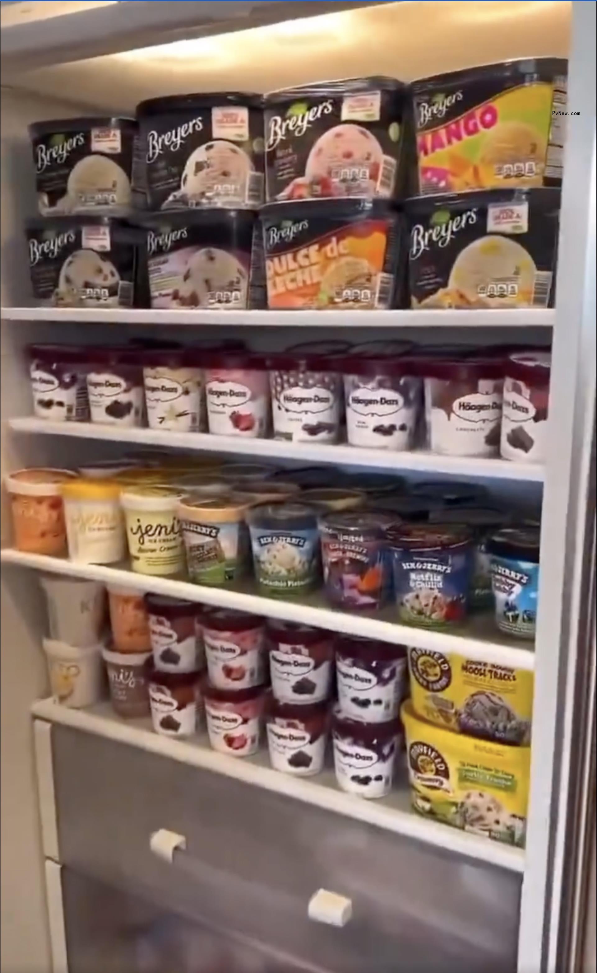 DJ Khaled's ice cream-filled refrigerator.
