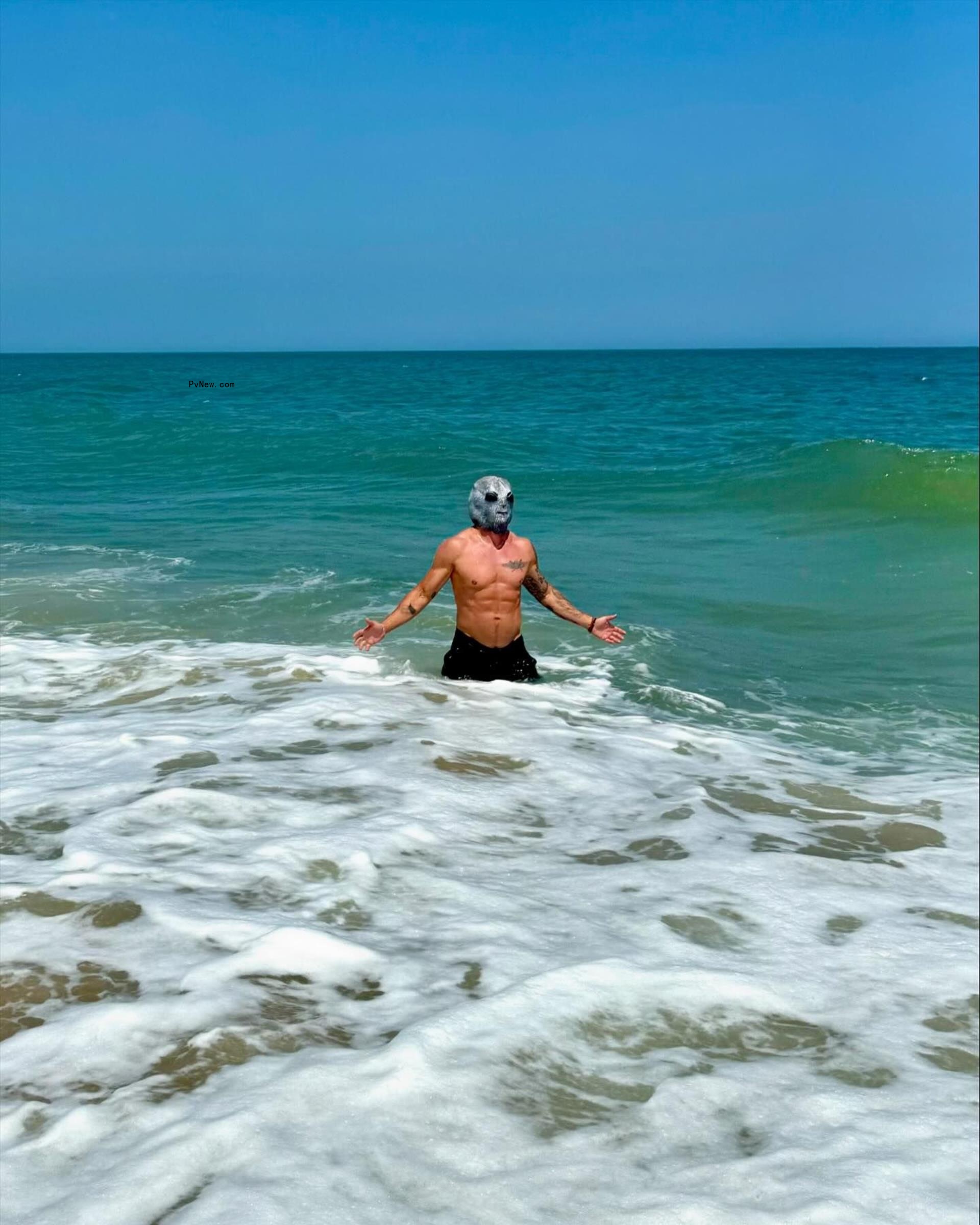 Ryan Phillippe swam in board shorts in a Wednesday Instagram slideshow.
