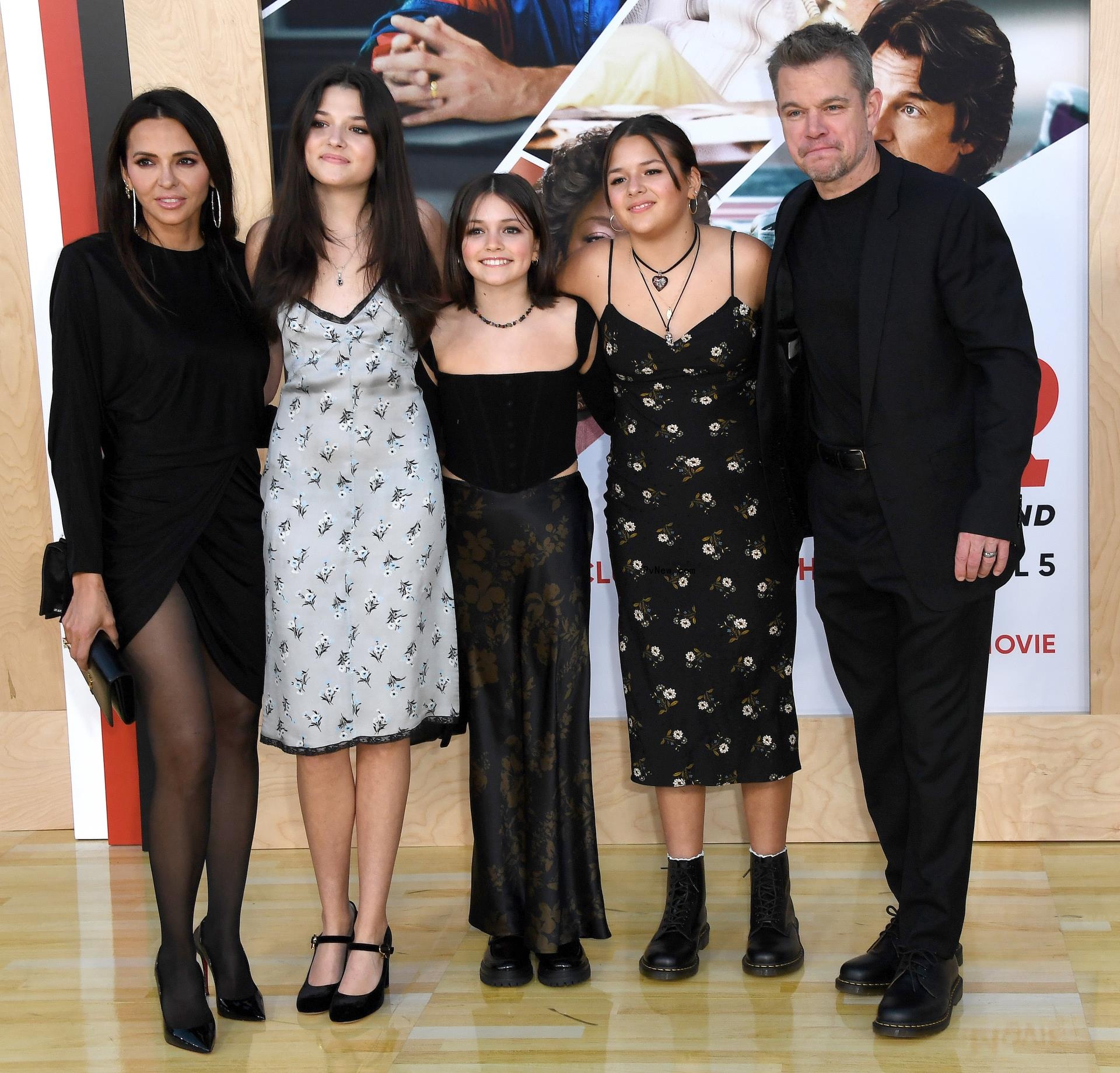 Matt Damon, Luciana Barroso and daughters at