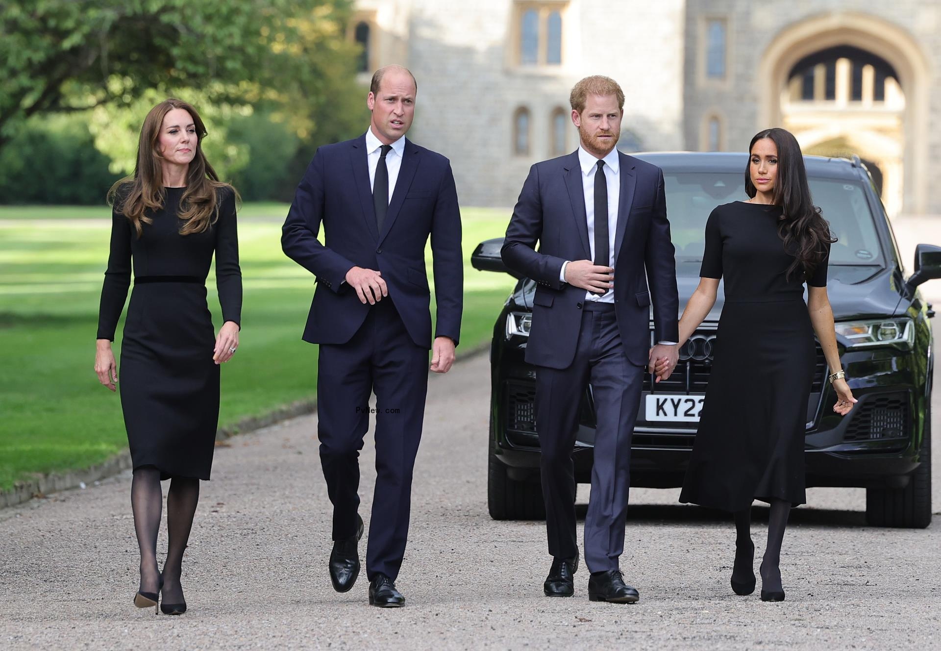 Prince Harry, Meghan Markle, Kate Middleton, and Prince William.