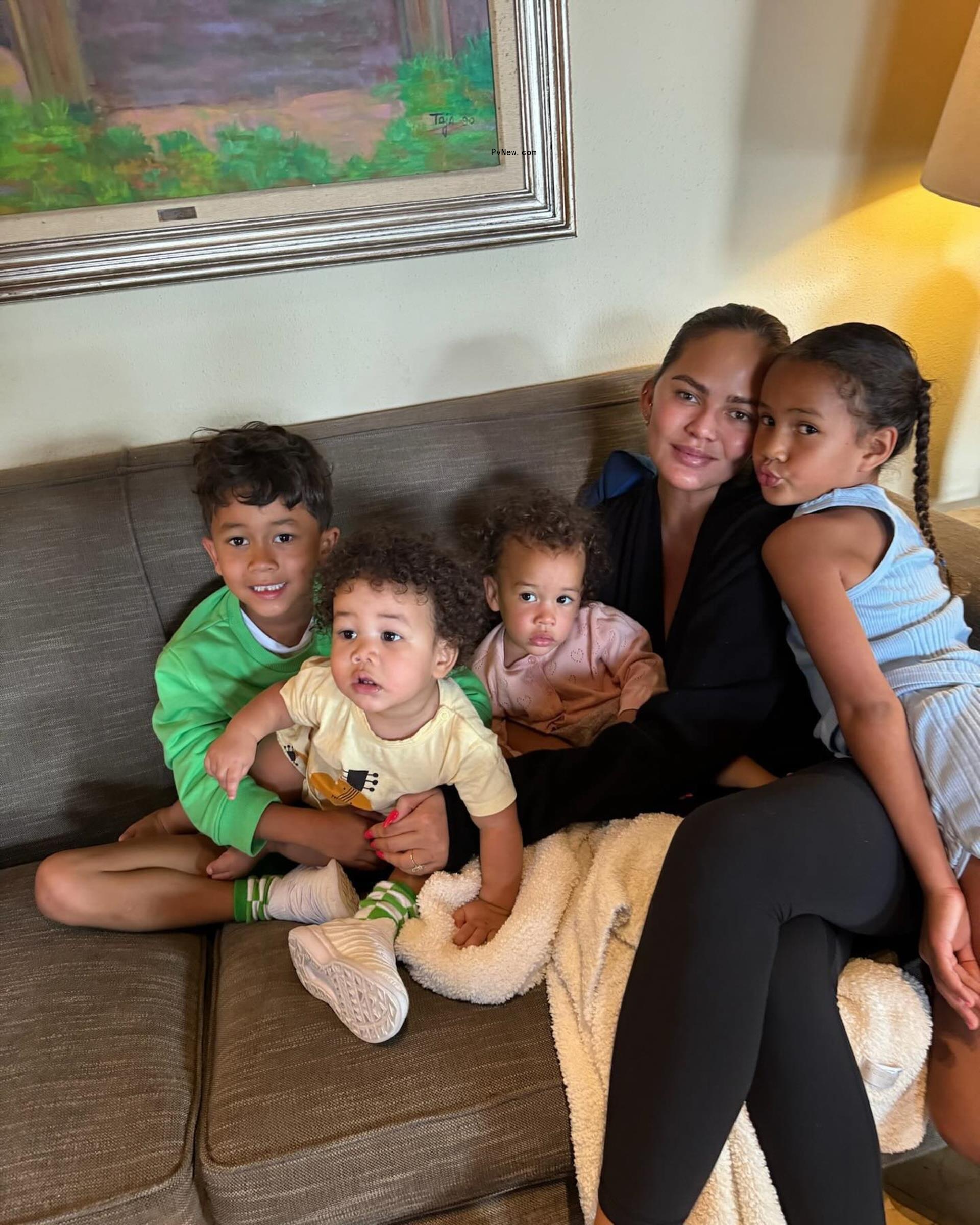 Chrissy Teigen and her children, kids, Luna, Miles, Esti and Wren.
