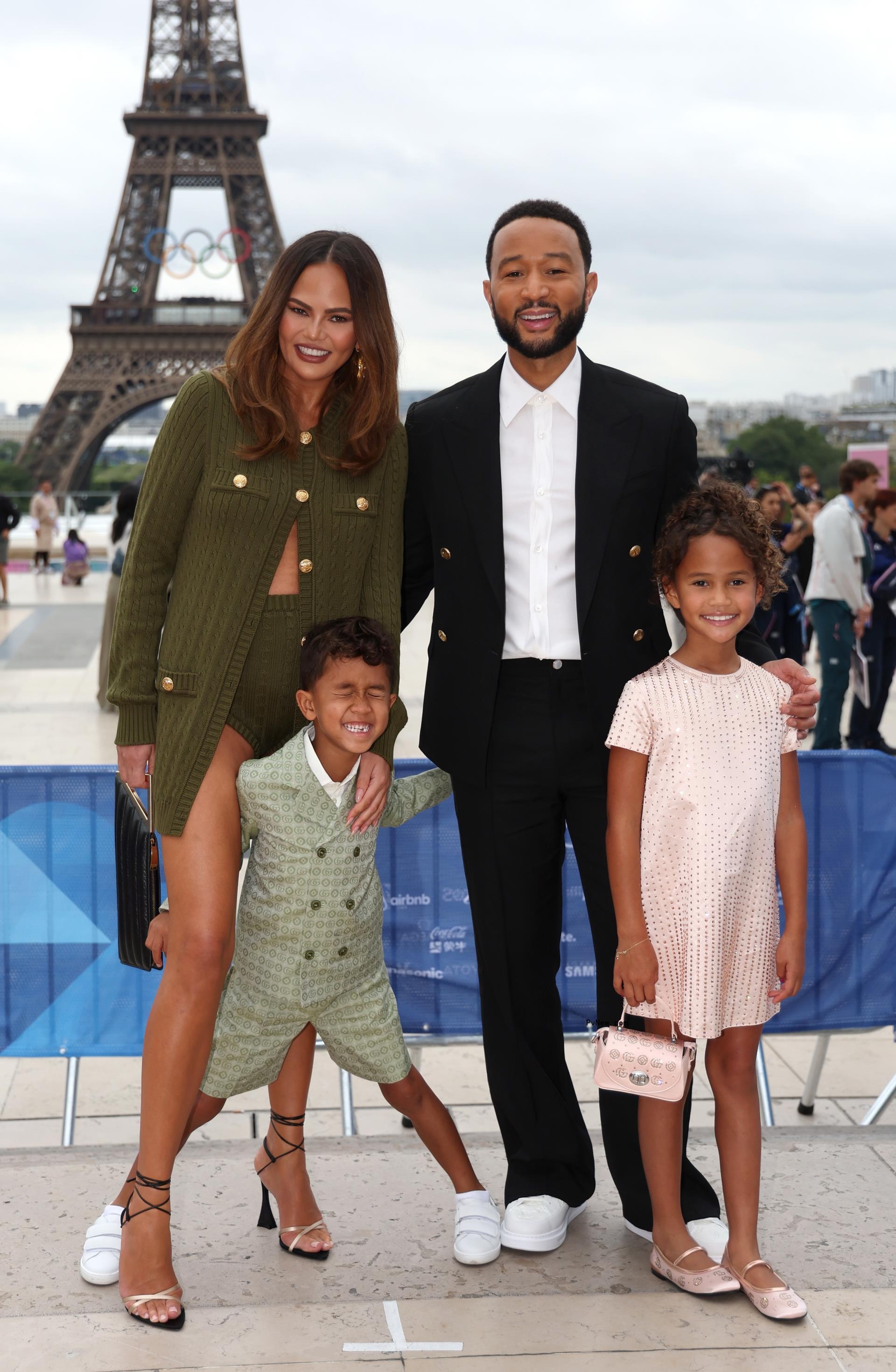 Chrissy Teigen and John Legend attend with son Miles and daughter Luna.