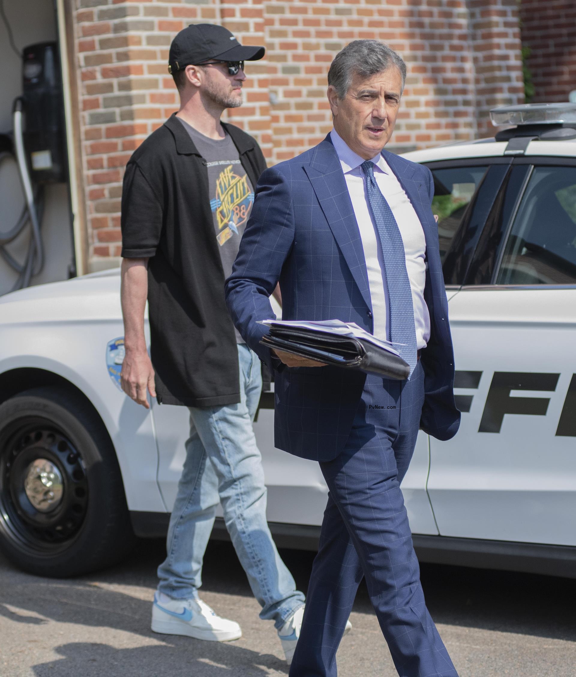 Justin Timberlake and lawyer Edward Burke Jr.