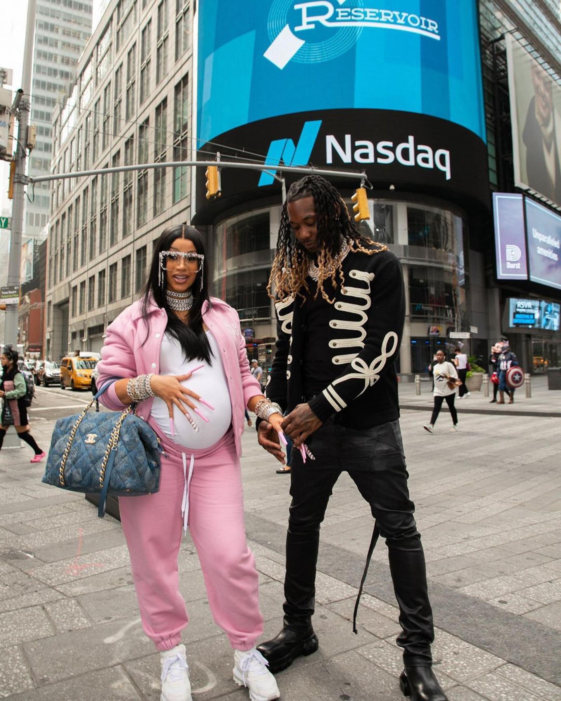 Cardi B and Offset in a Times Square Instagram photo