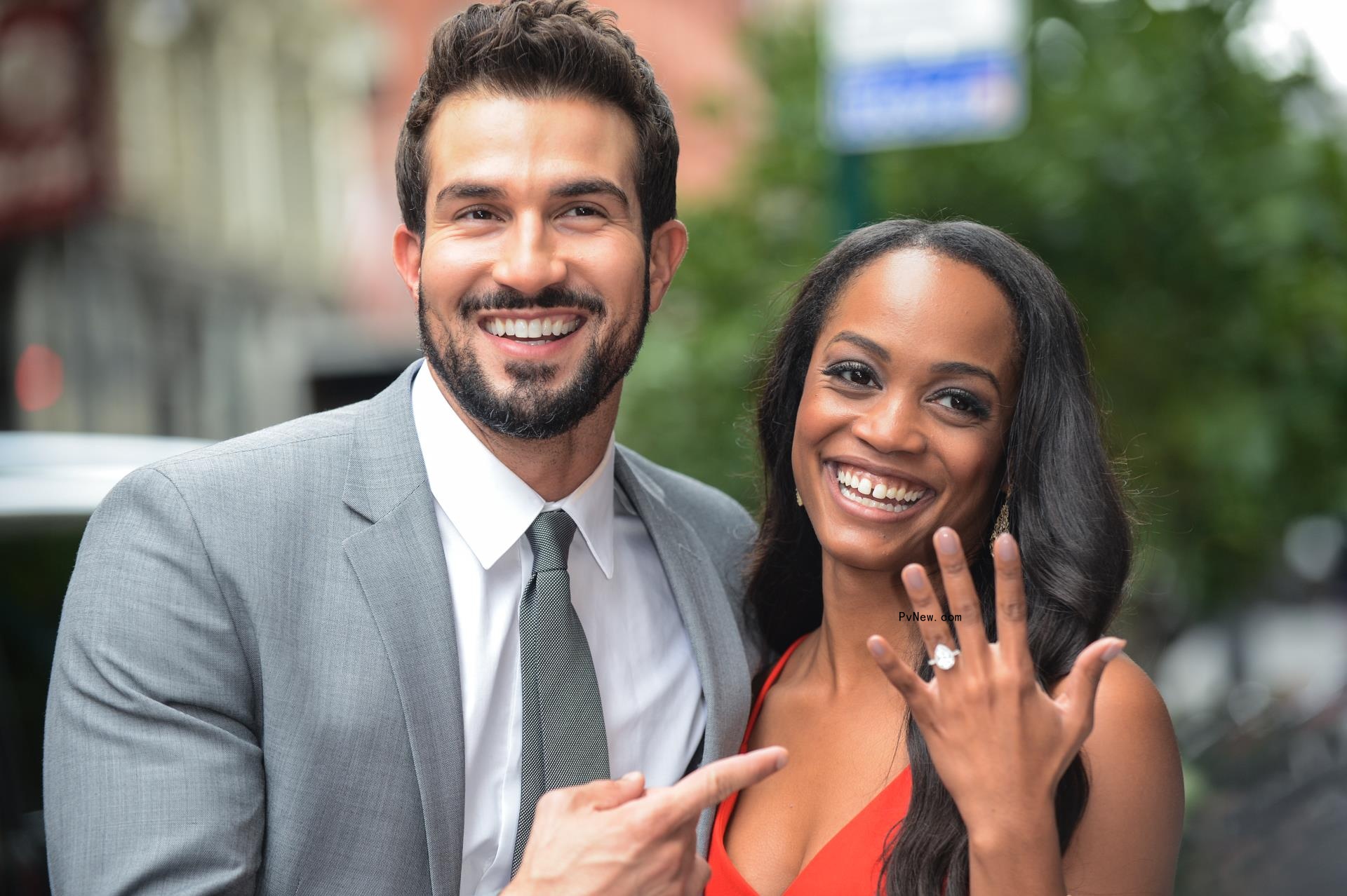 Rachel Lindsay and Bryan Abasolo smiling