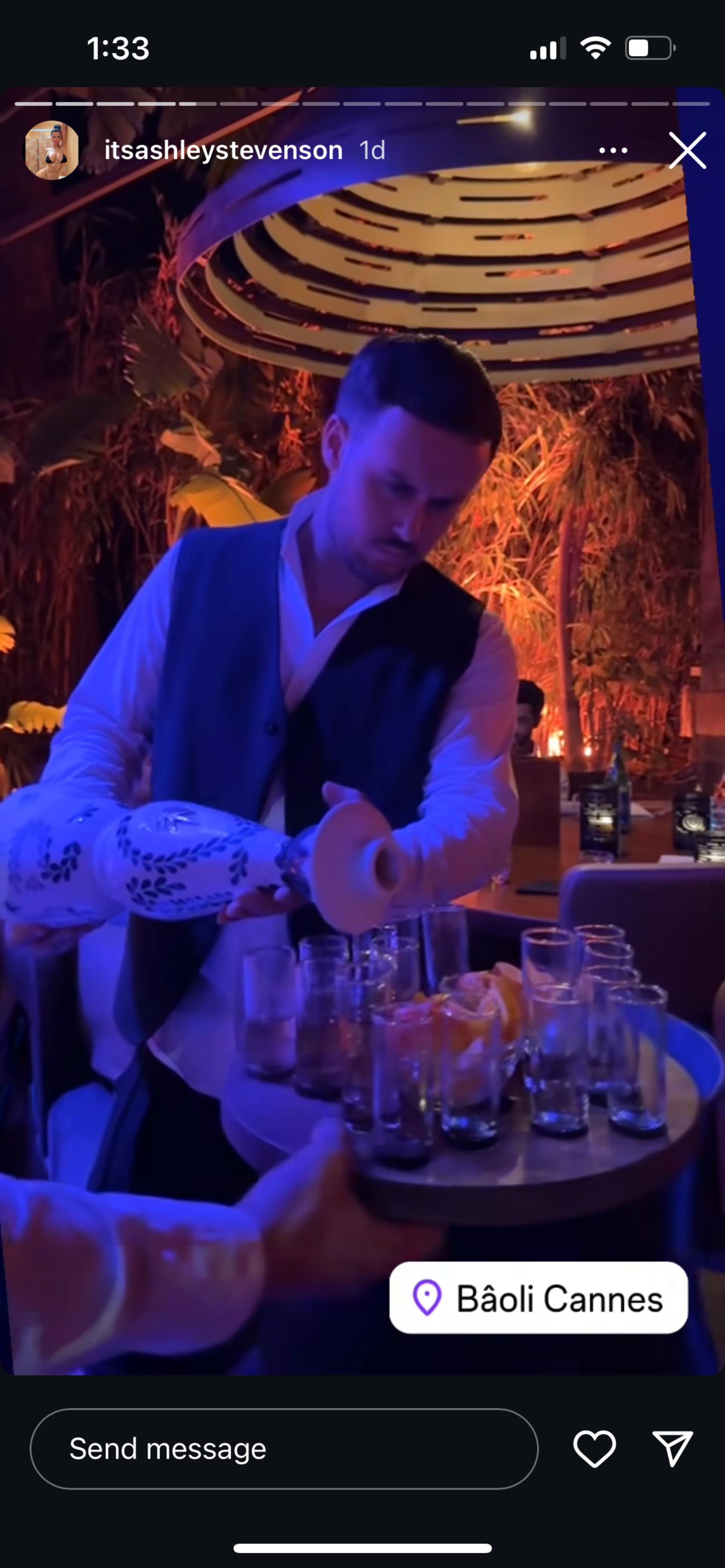 Ashely Stevenson and Marcus Jordan partying in Cannes together