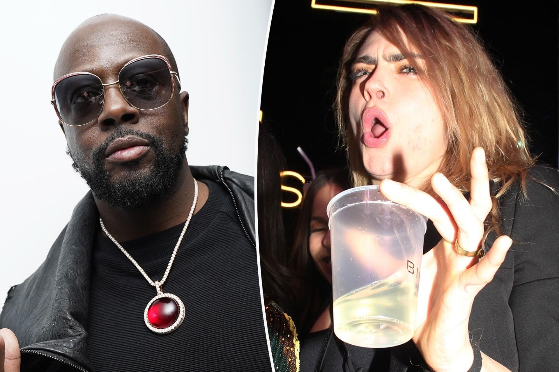 A split of Cara Delevingne and Wyclef Jean.
