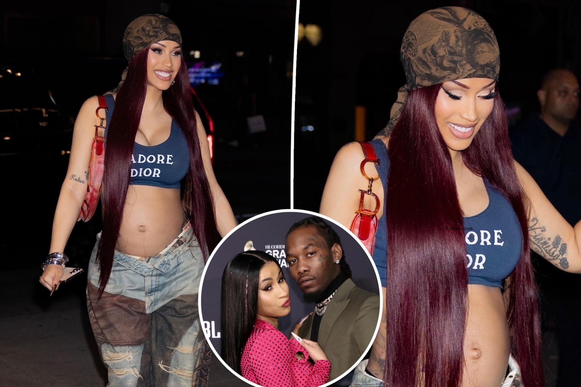Cardi B flaunts her baby bump in a sports bra after co<i></i>nfirming Offset is child’s father amid divorce