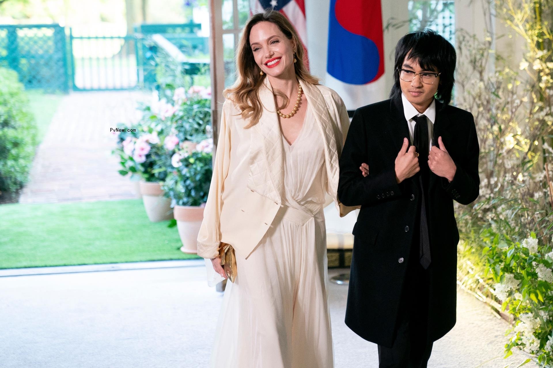 Angelina Jolie and Maddox Jolie.