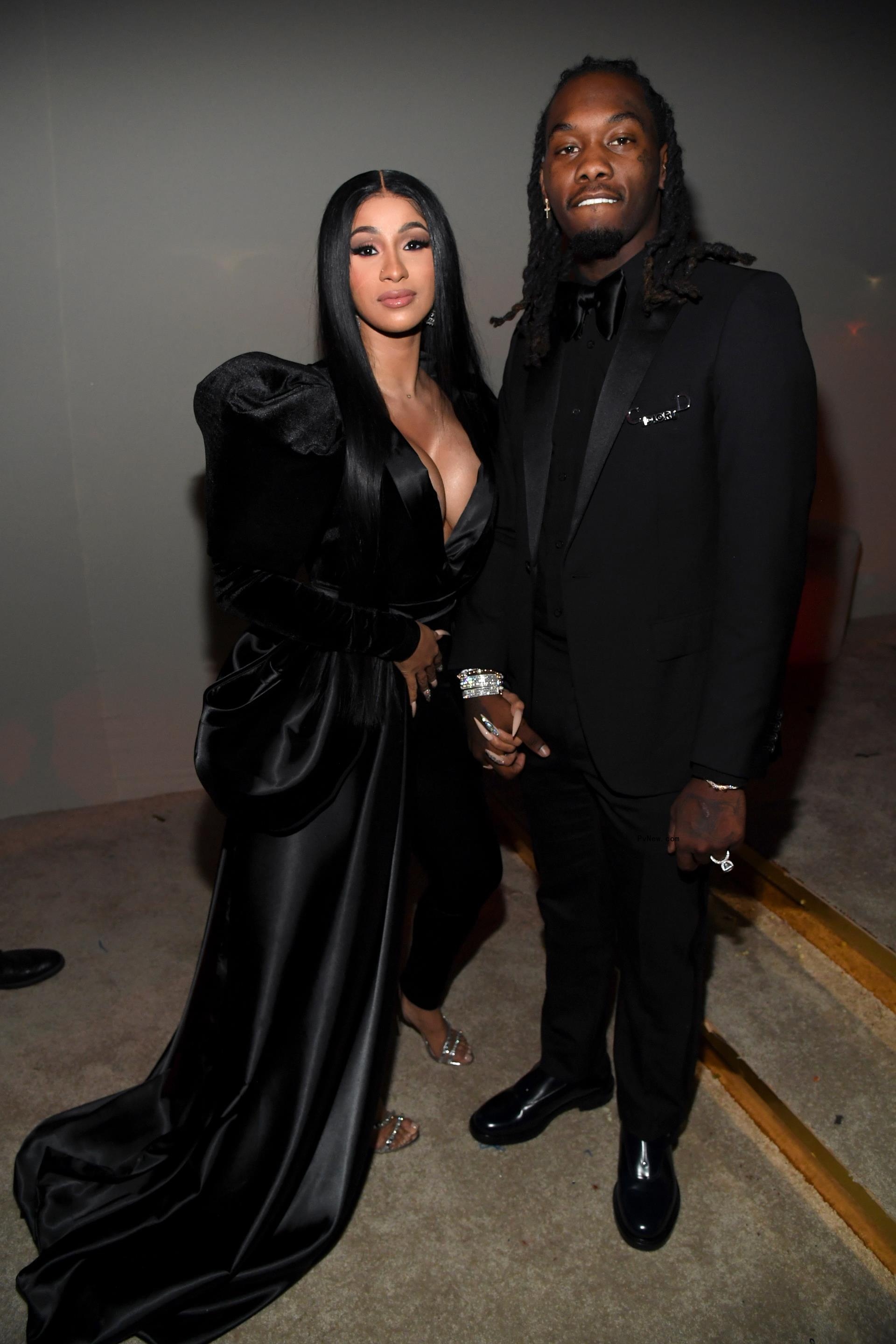 Cardi B and Offset dressed in all black