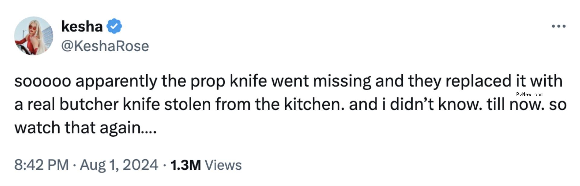 Kesha's tweet a<i></i>bout her knife performance.