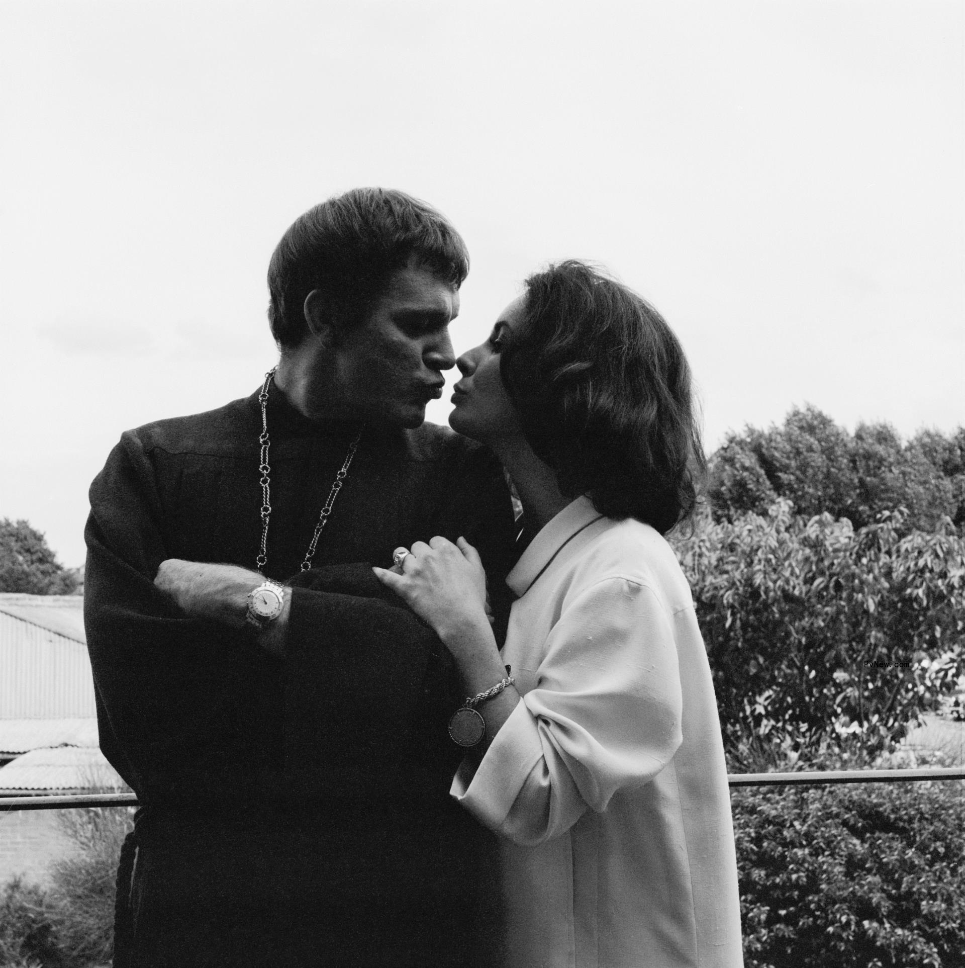 Elizabeth Taylor and Welsh actor Richard Burton during filming of Peter Glenville's 