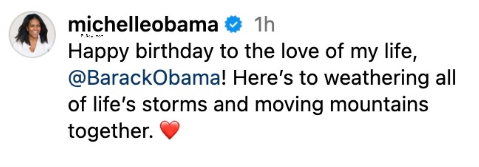 Michelle Obama's birthday message to Barack Obama.