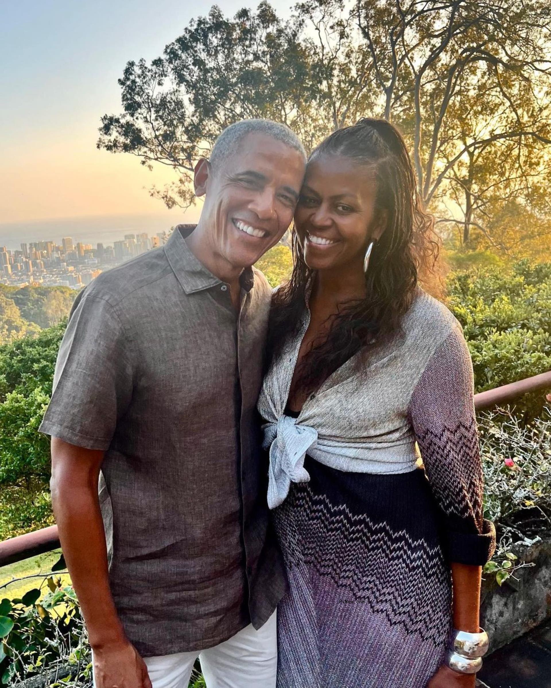 Michelle Obama and Barack Obama.