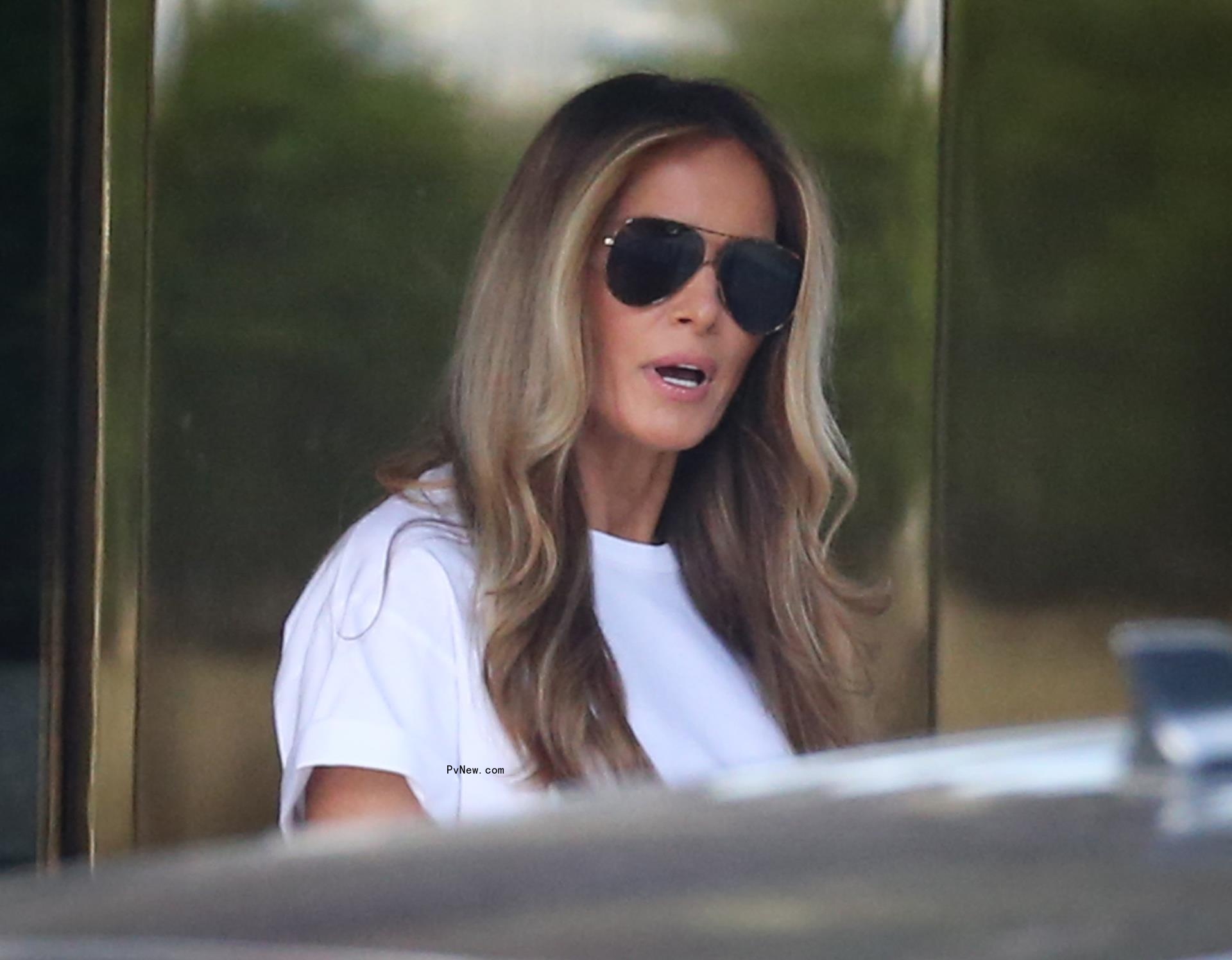Melania Trump leaves Trump Tower in New York City
