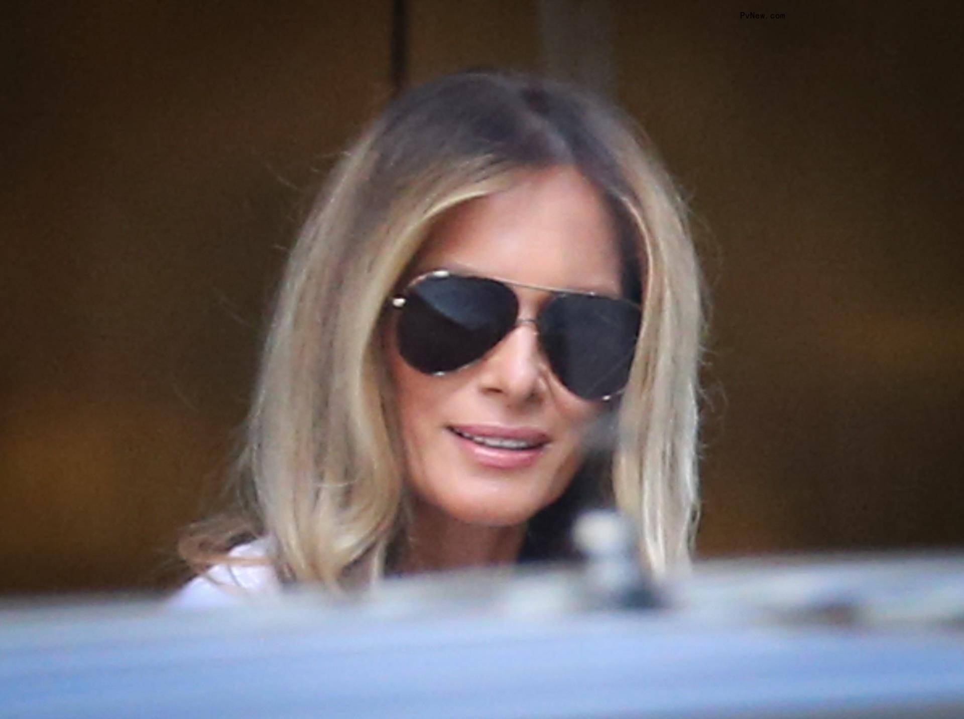 Melania Trump leaves Trump Tower in New York City