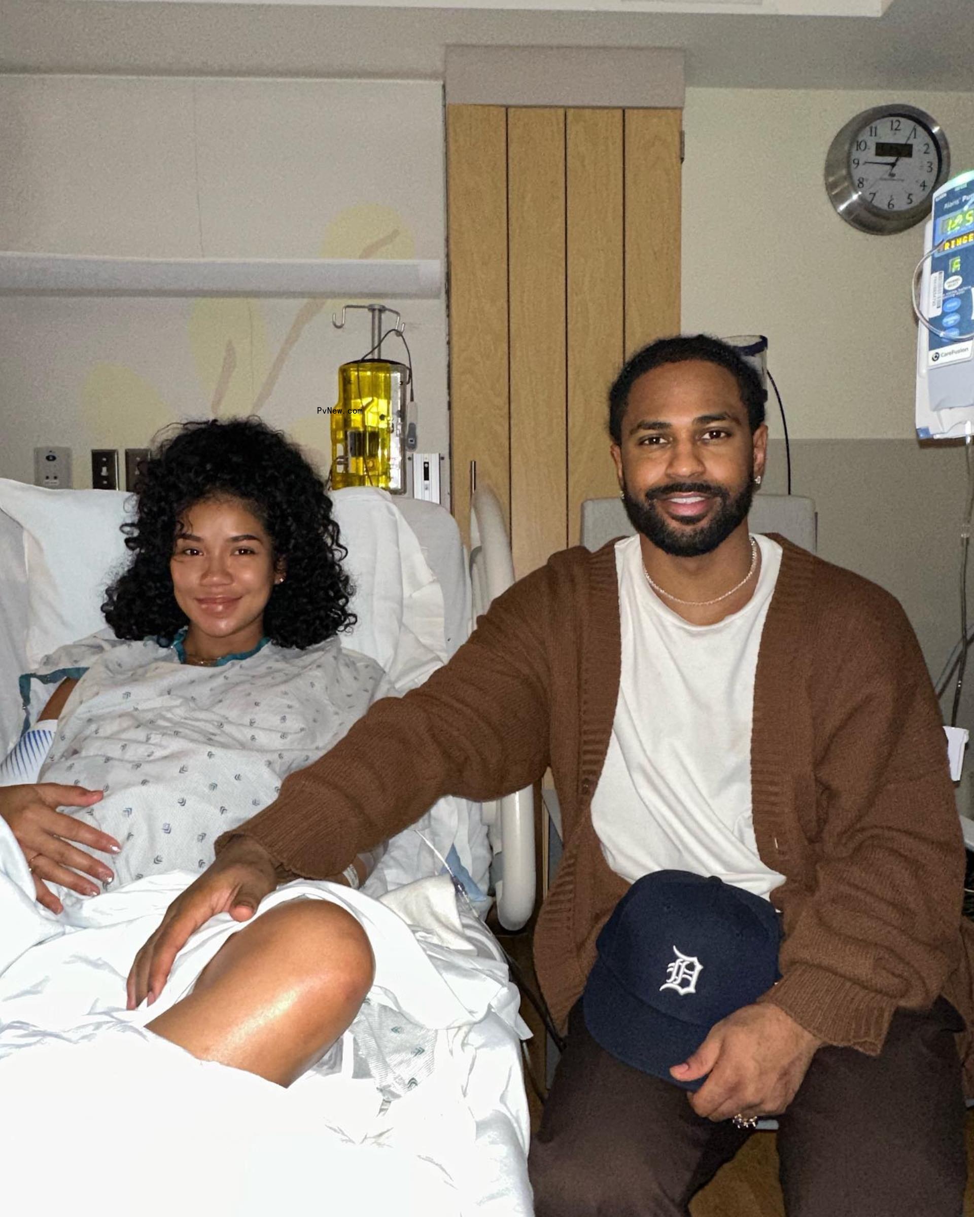 Big Sean and Jhené Aiko in the hospital for their son's birth.
