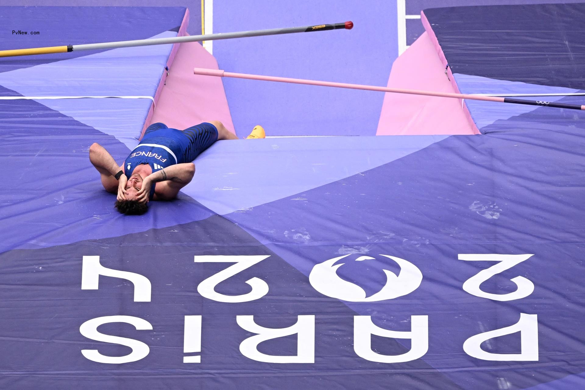 French pole vaulter Anthony Ammirati competing at the 2024 Paris Olympics