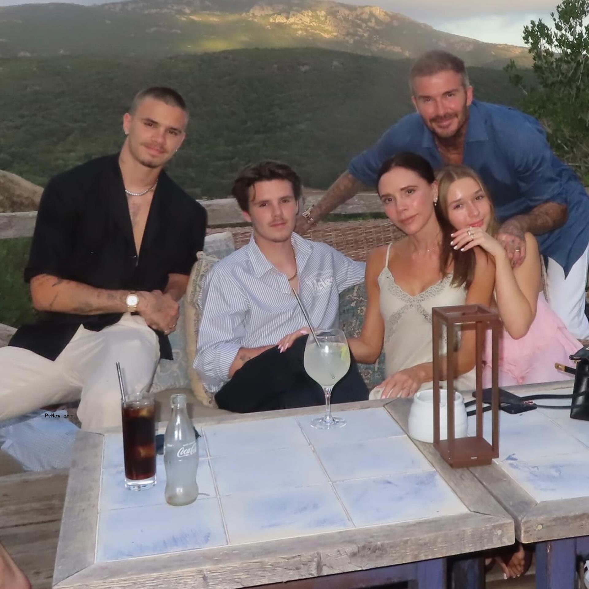 Victoria and David Beckham with their kids.