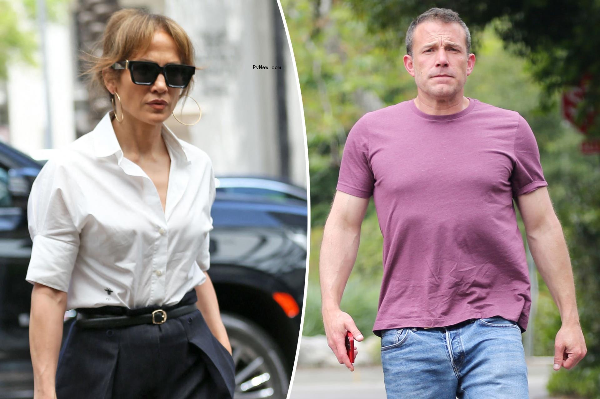 Jennifer Lopez and Ben Affleck split image.