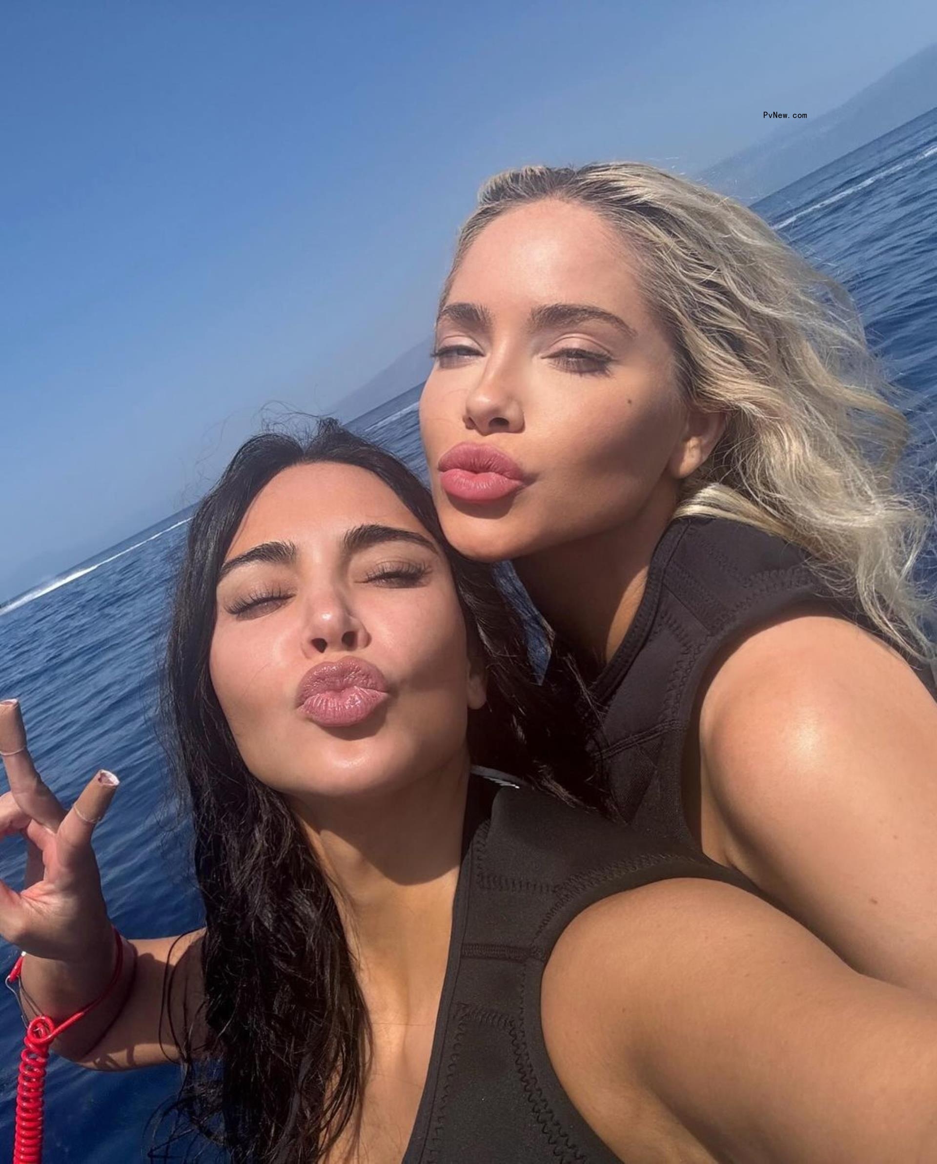 Kardashian shared an Instagram selfie Mo<i></i>nday on a jet ski with a friend in Greece.
