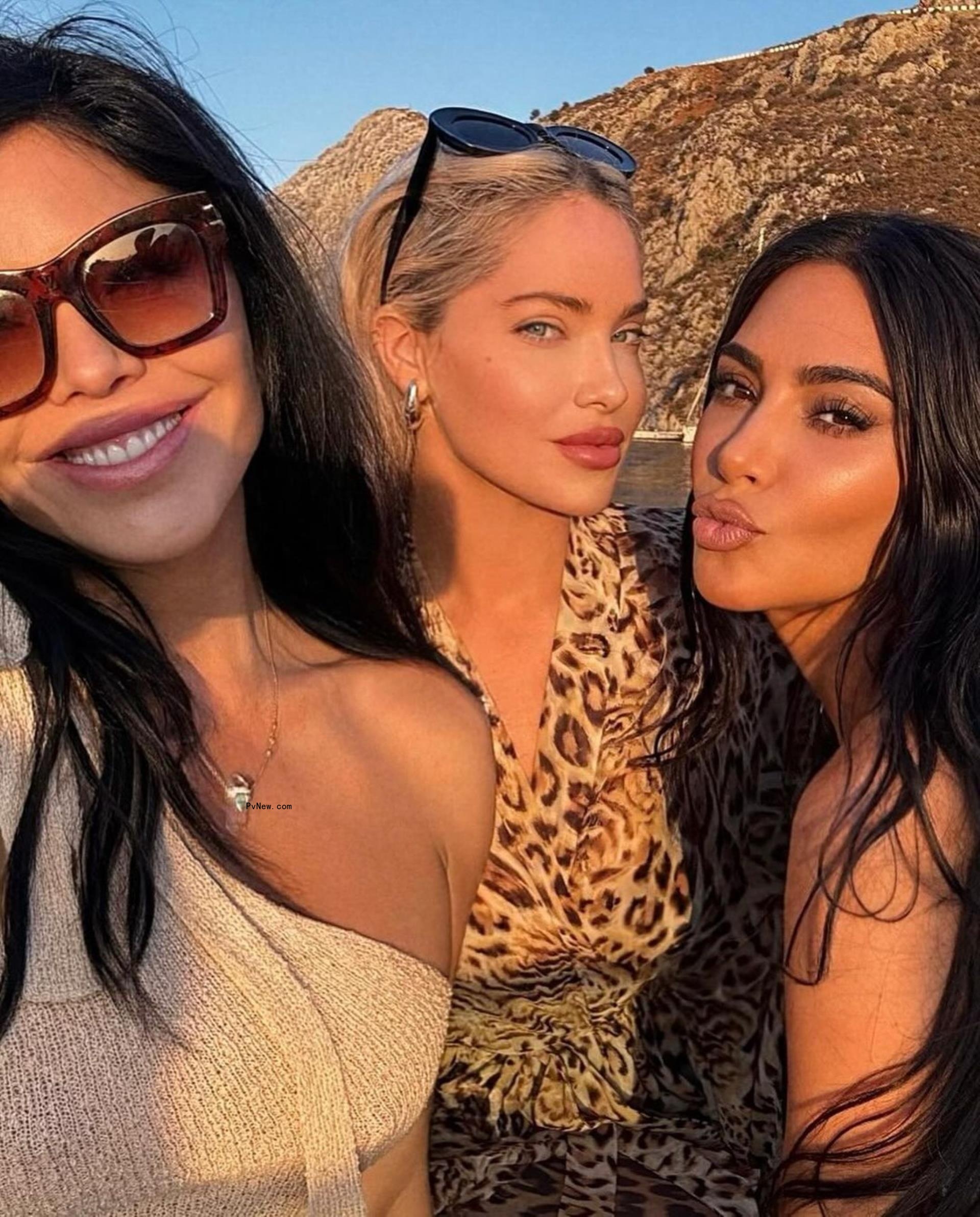 Kim Kardashian shared photos from her June Greece trip with Lauren Sánchez and Jeff Bezos via Instagram Monday.