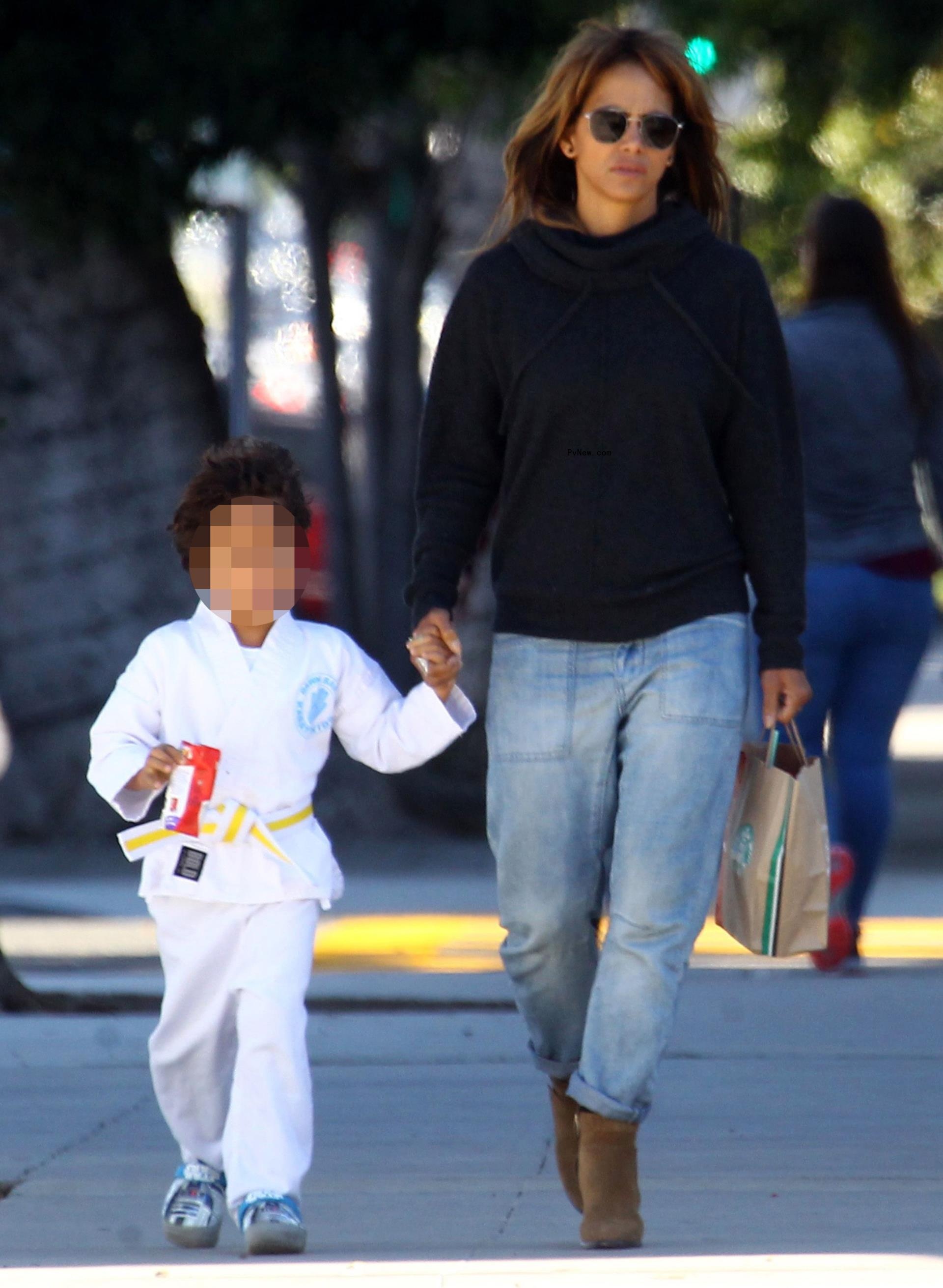 Maceo Martinez and Halle Berry in Los Angeles in December 2018.