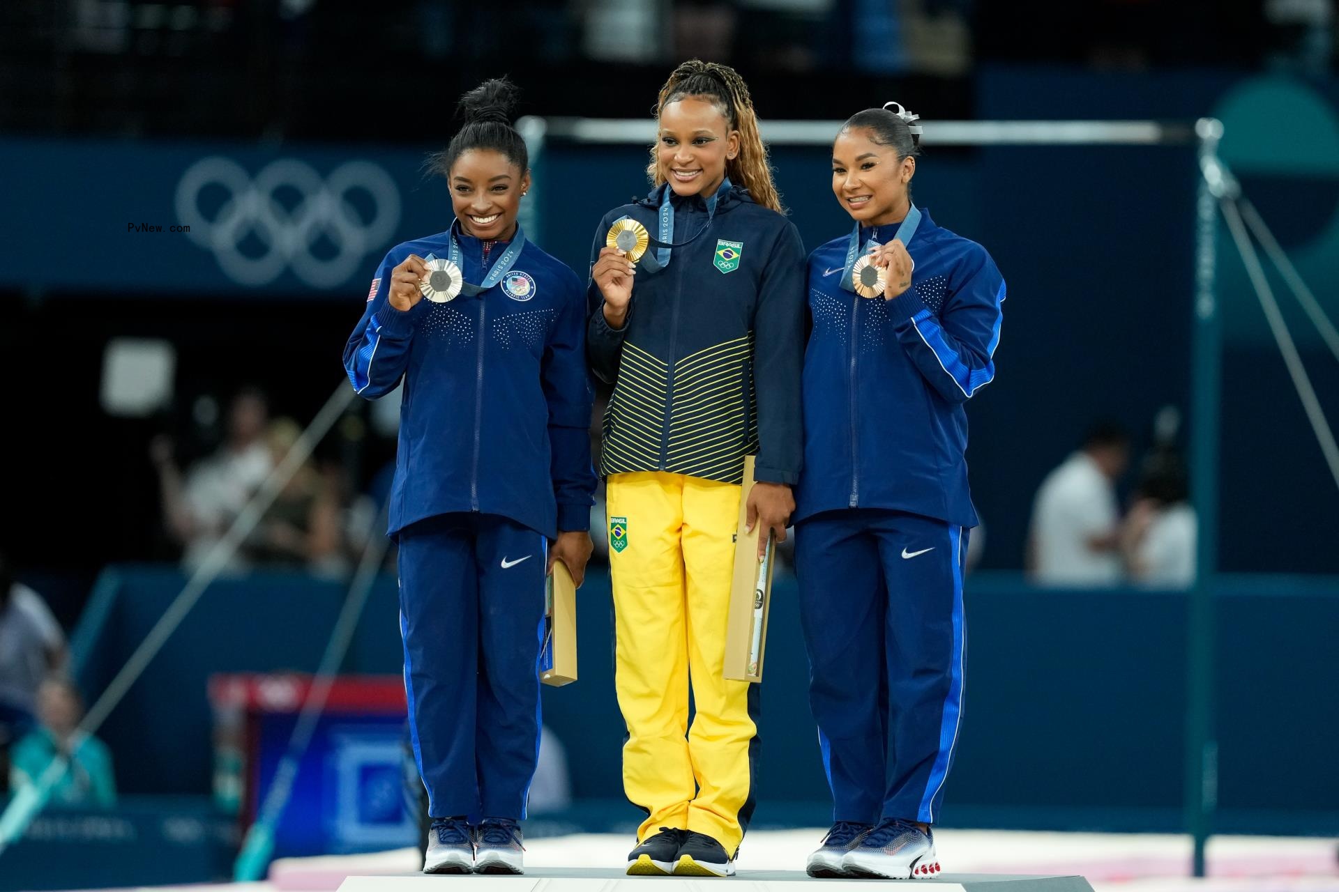 simone biles, rebeca andrade and jordan chiles