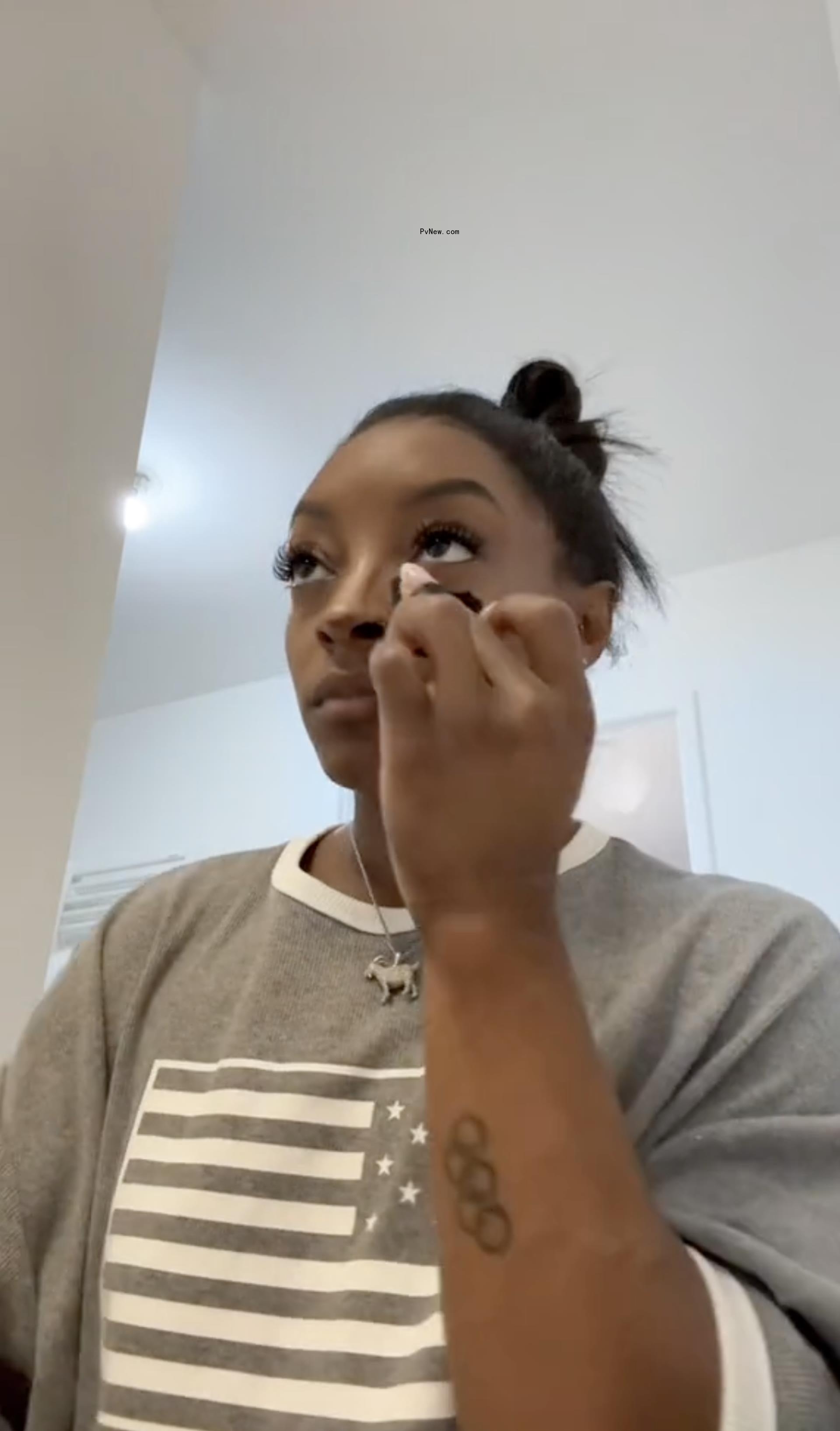 Simone Biles getting ready on TikTok.