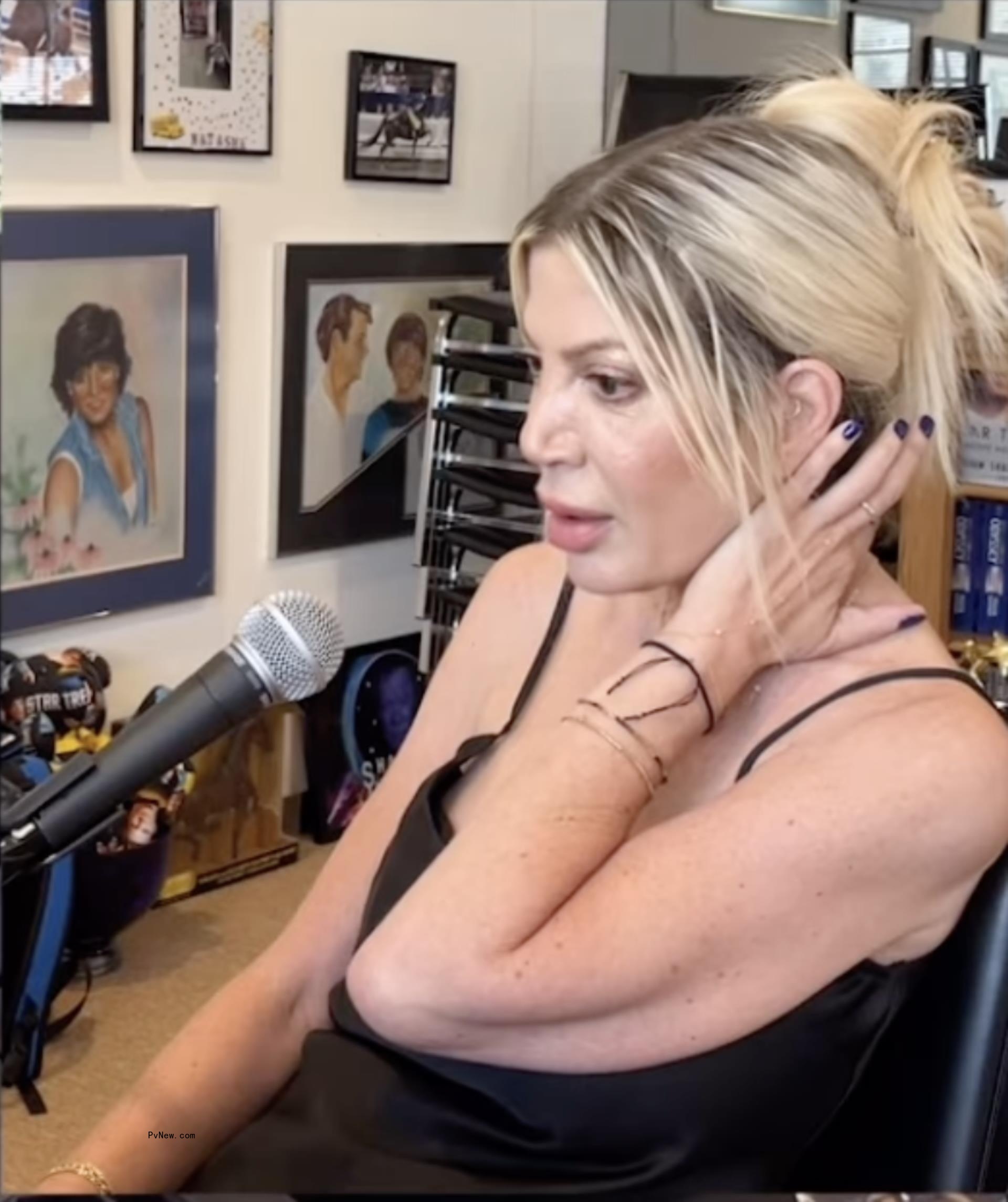 Tori Spelling talking on her podcast.