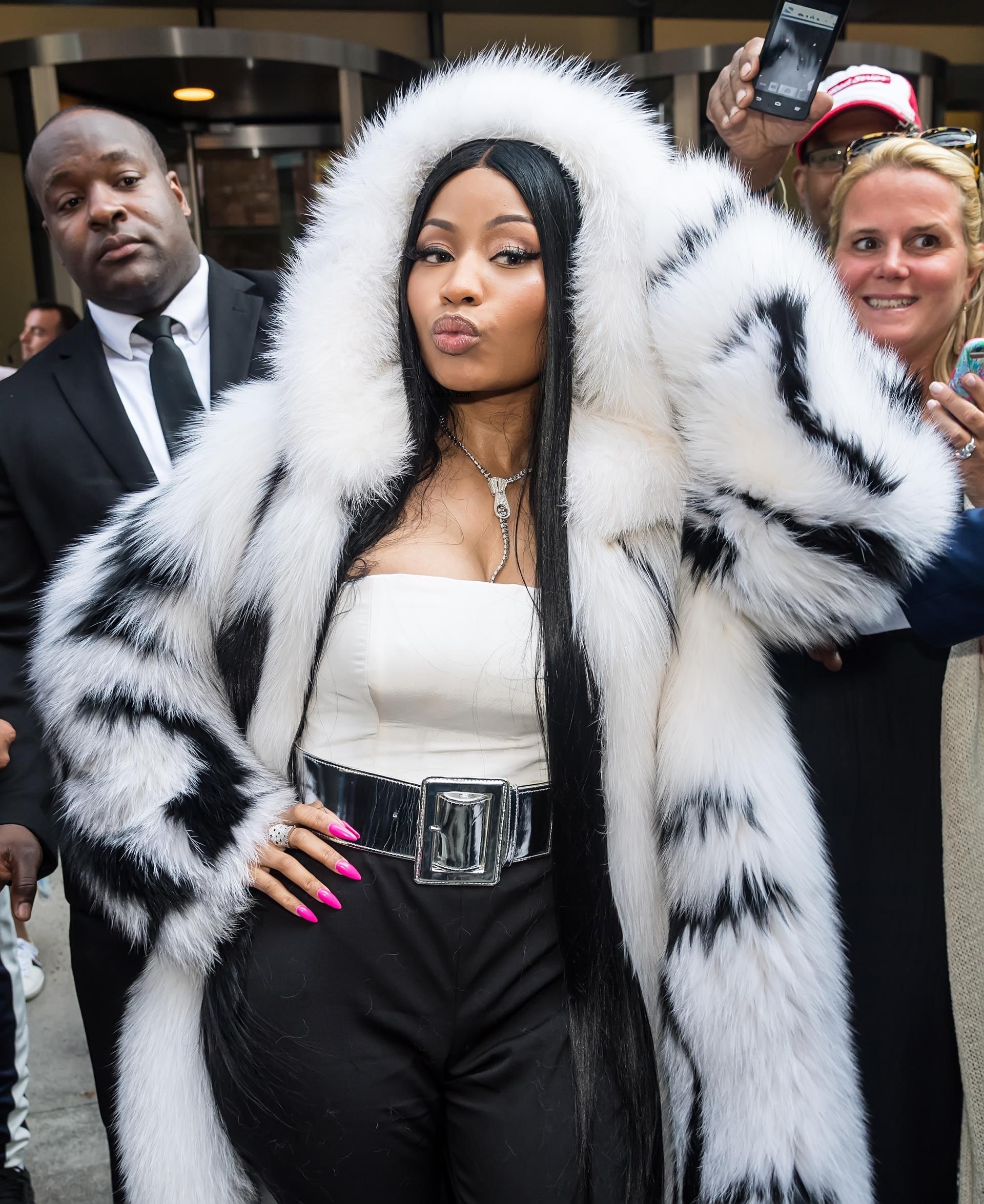 Nicki Minaj in a fur coat in 2017.