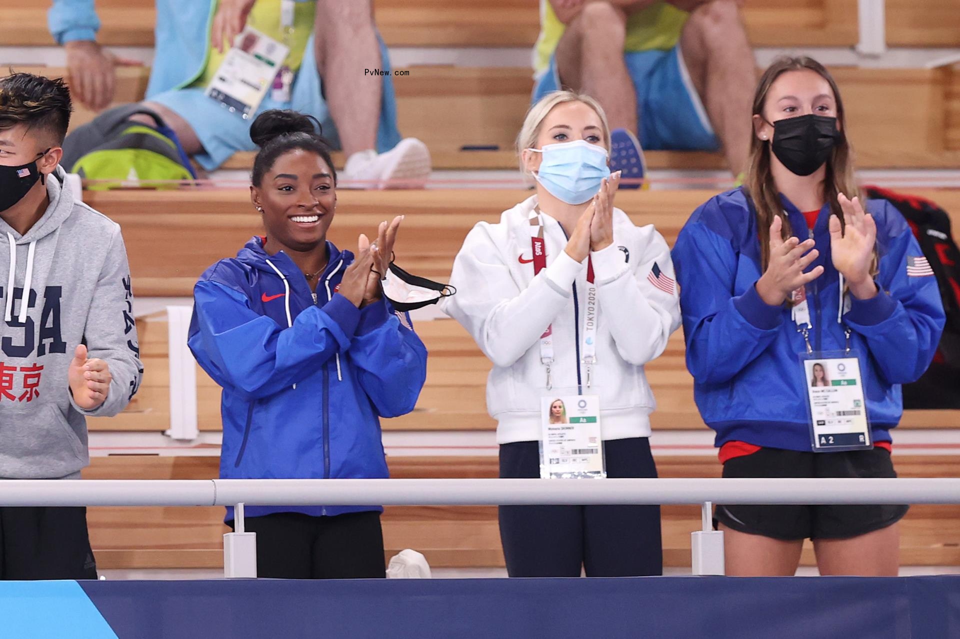 Simone Biles, MyKayla Skinner and Grace McCallum at 2020 Tokyo Olympics