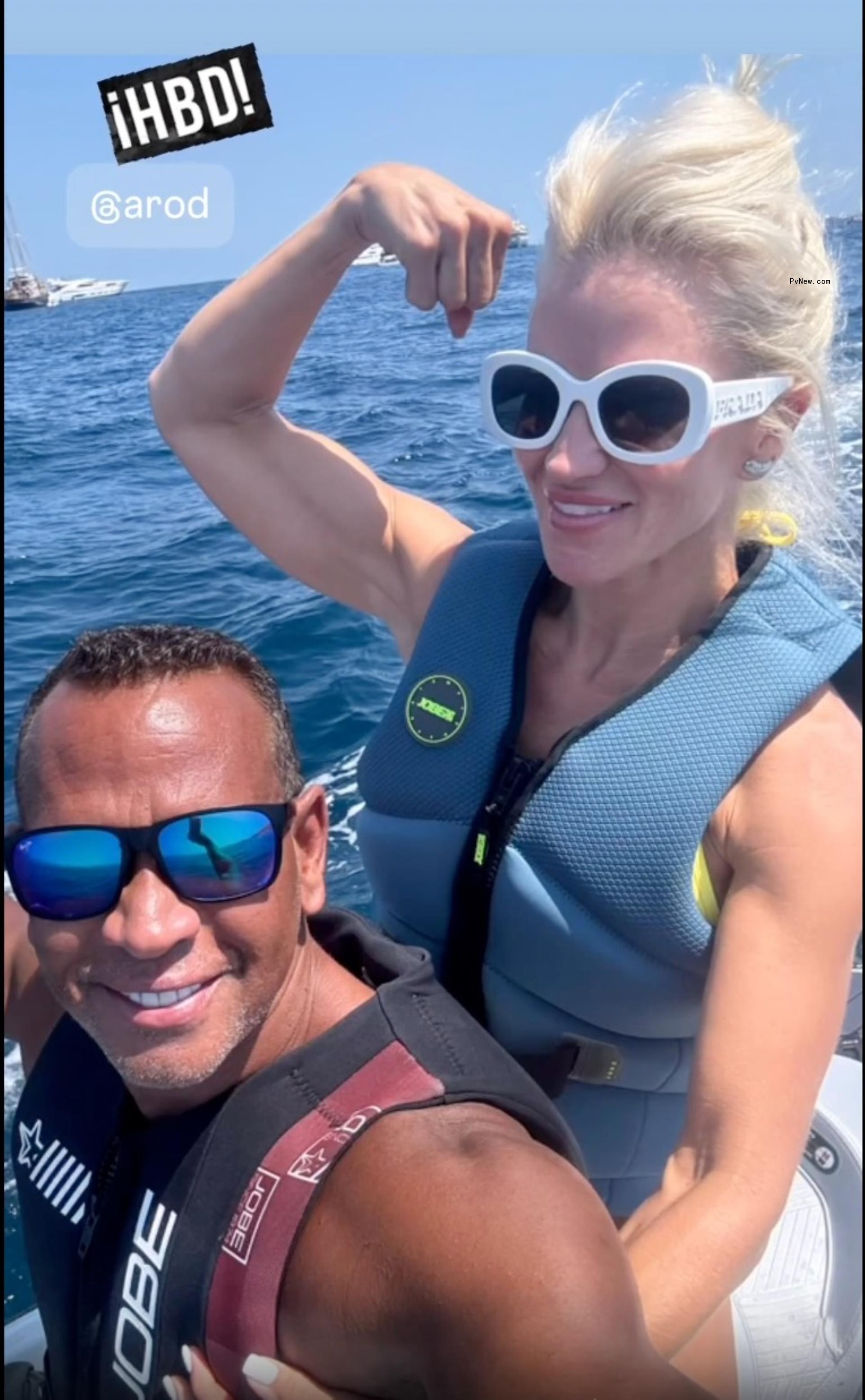 Alex Rodriguez and Jaclyn Cordeiro on a jet ski.