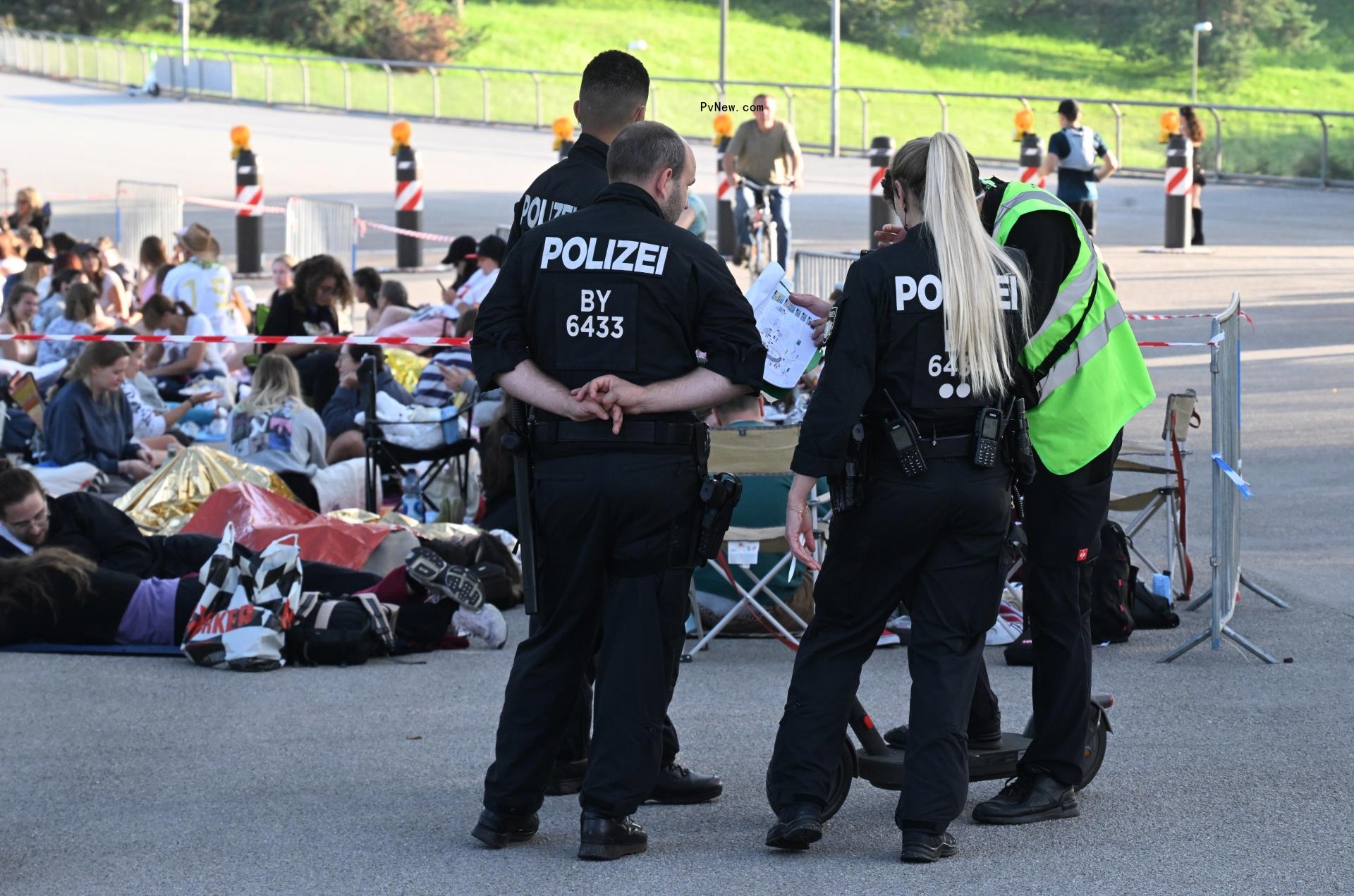 Police at a crime scene.